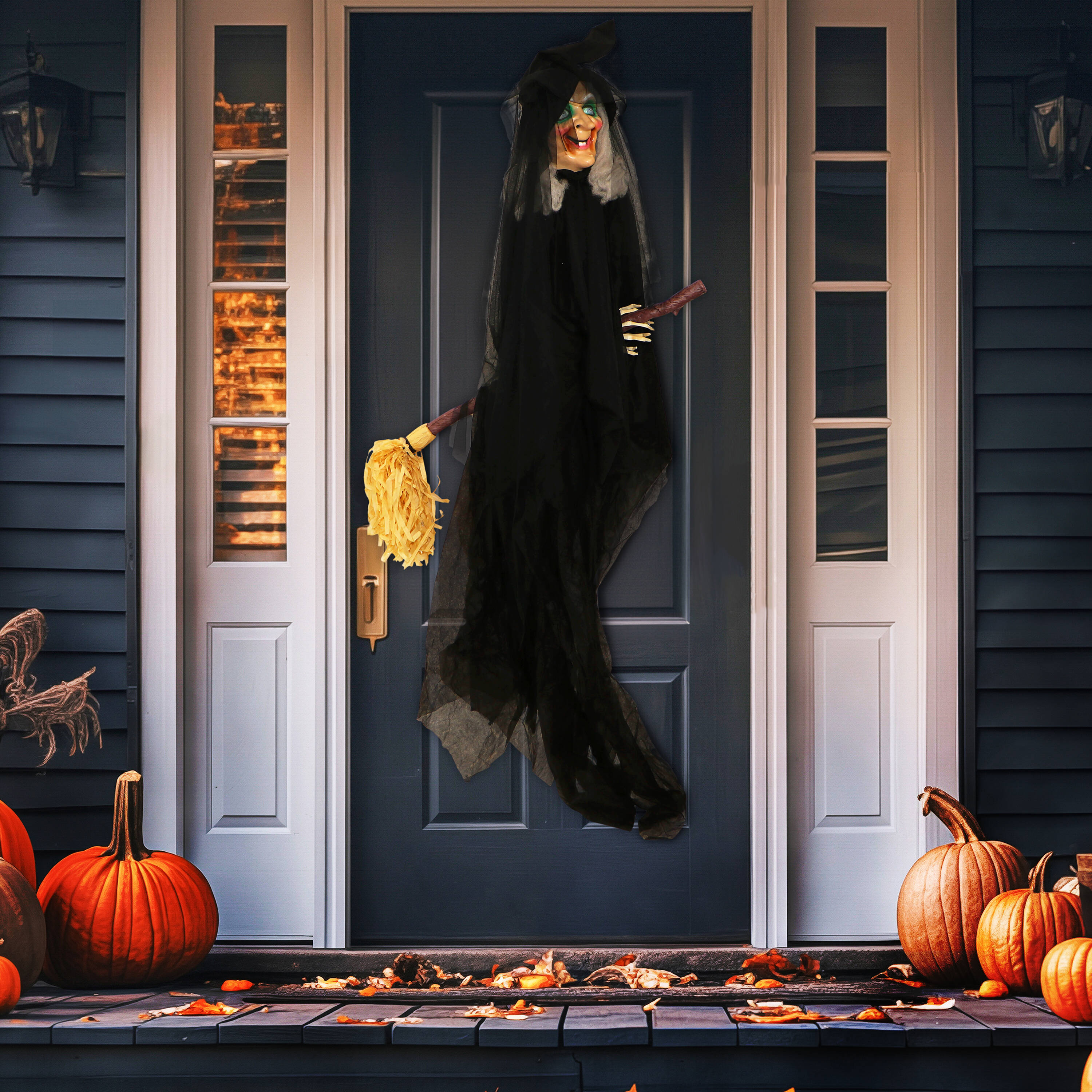 Haunted Hill Farm 6.5-ft Freestanding Talking Lighted Misty Witch ...