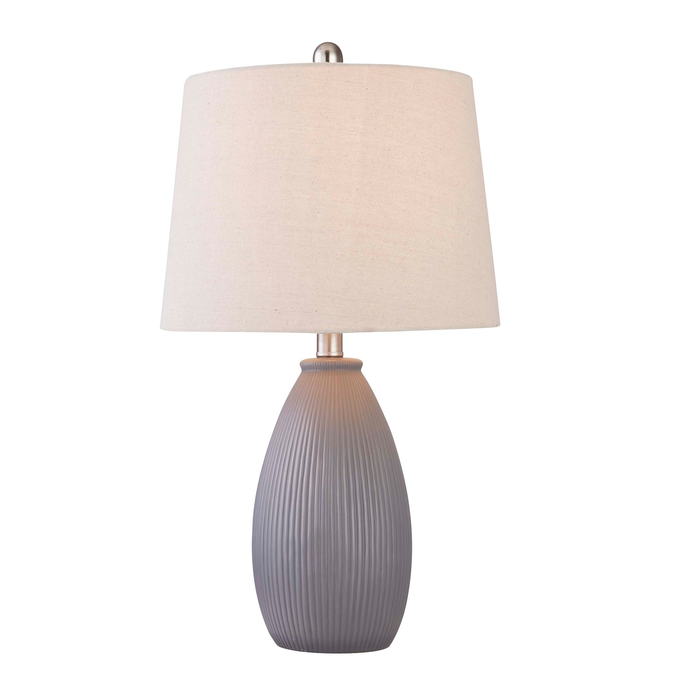 Gray Ceramic Table Lamp Set with Oatmeal Shades