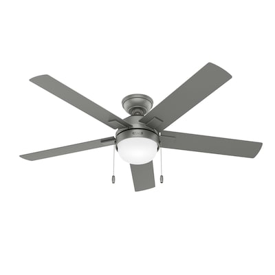 Hunter Zeal 52 In Matte Silver Led, Ceiling Fan With Grey Blades