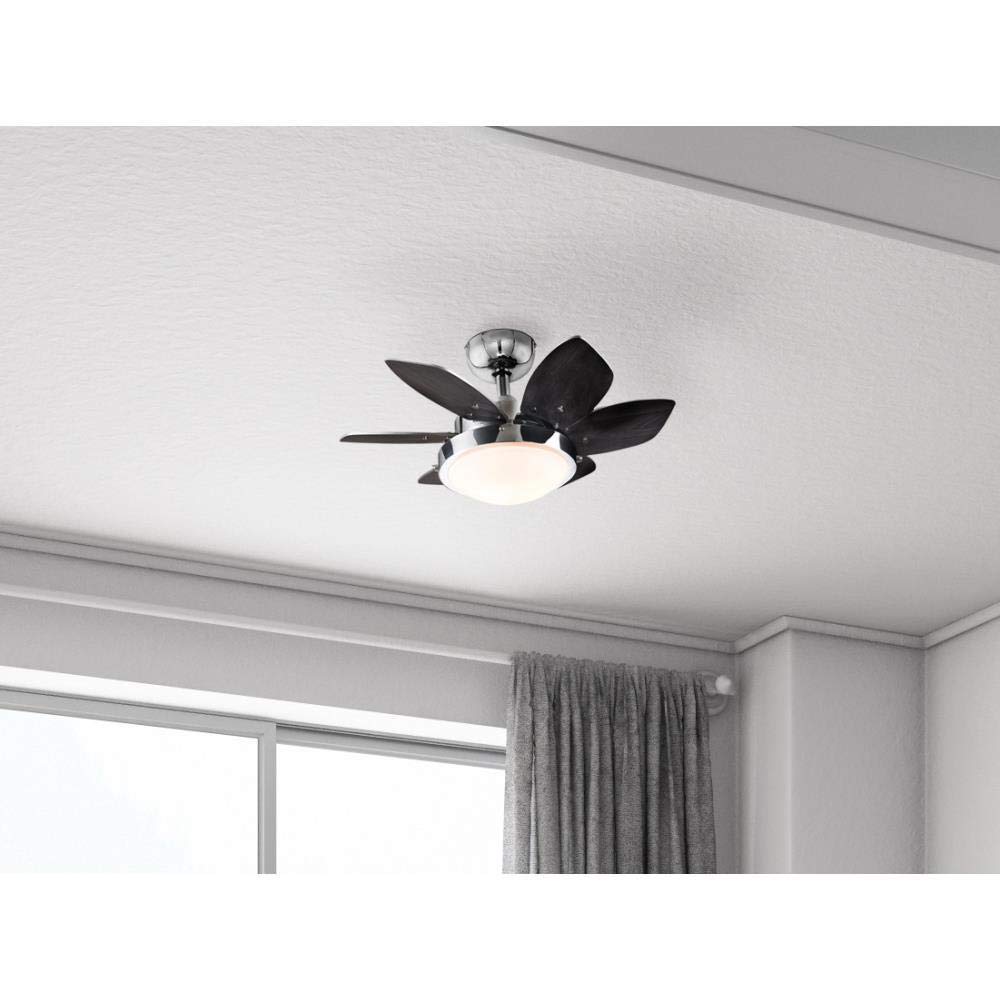 24-Inch Chrome Ceiling Fan with Brown Blades and LED Light
