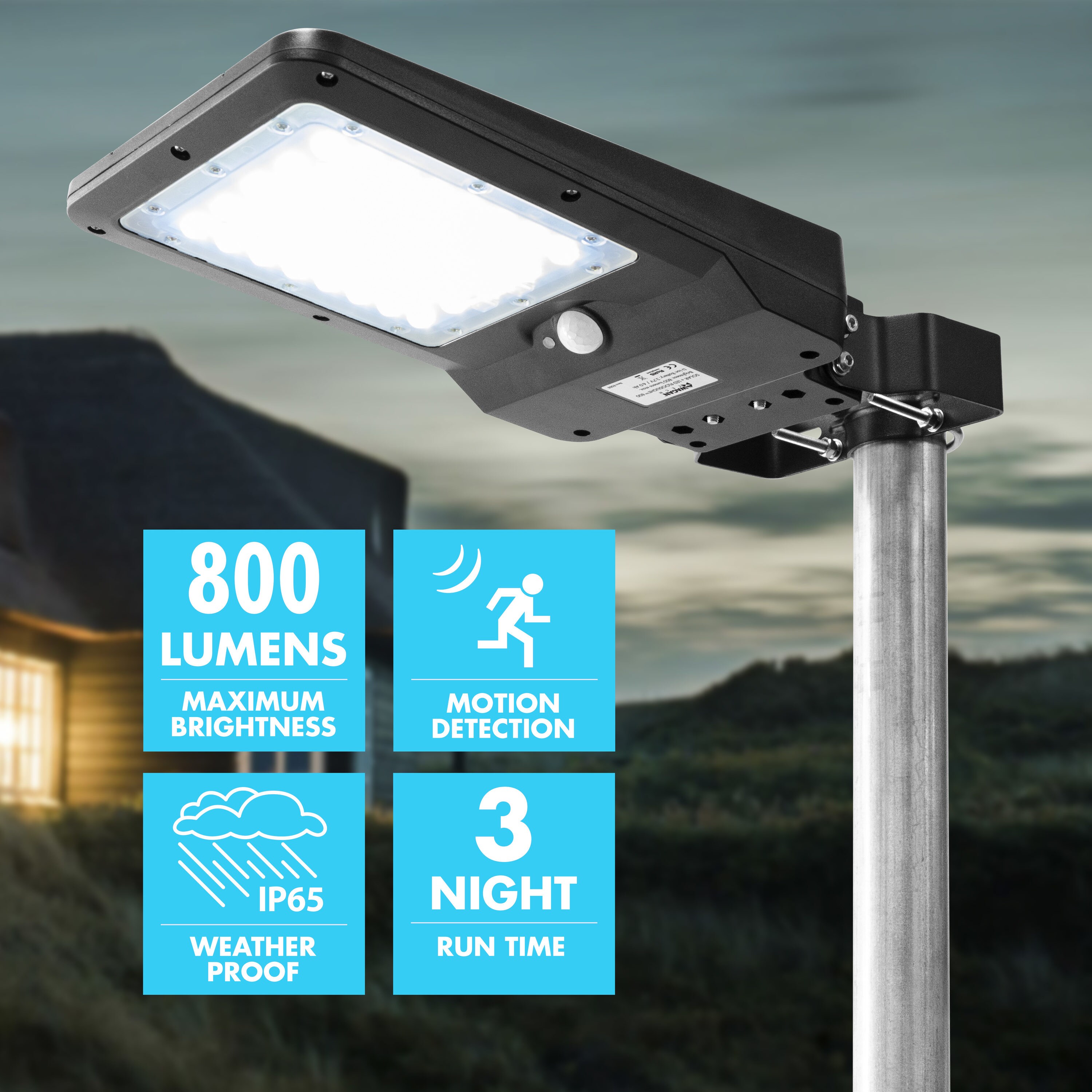 Wagan Tech 800-Lumen 8.9-Watt Black Solar LED Outdoor Motion-Activated Area  Light (Bulb Included) in the Area Lights department at