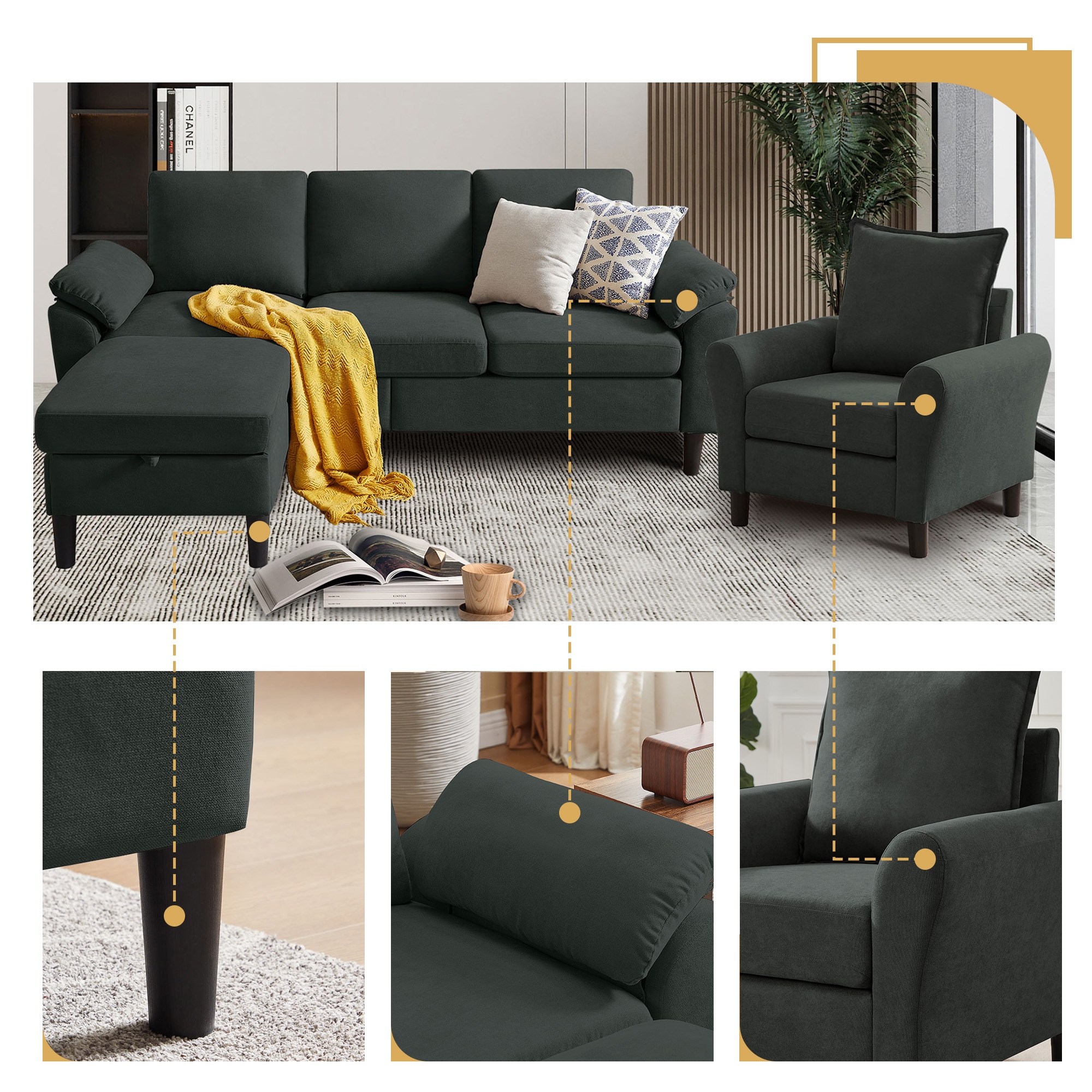 Jarenie YMX2602BK Living-Room-Sets - View #5