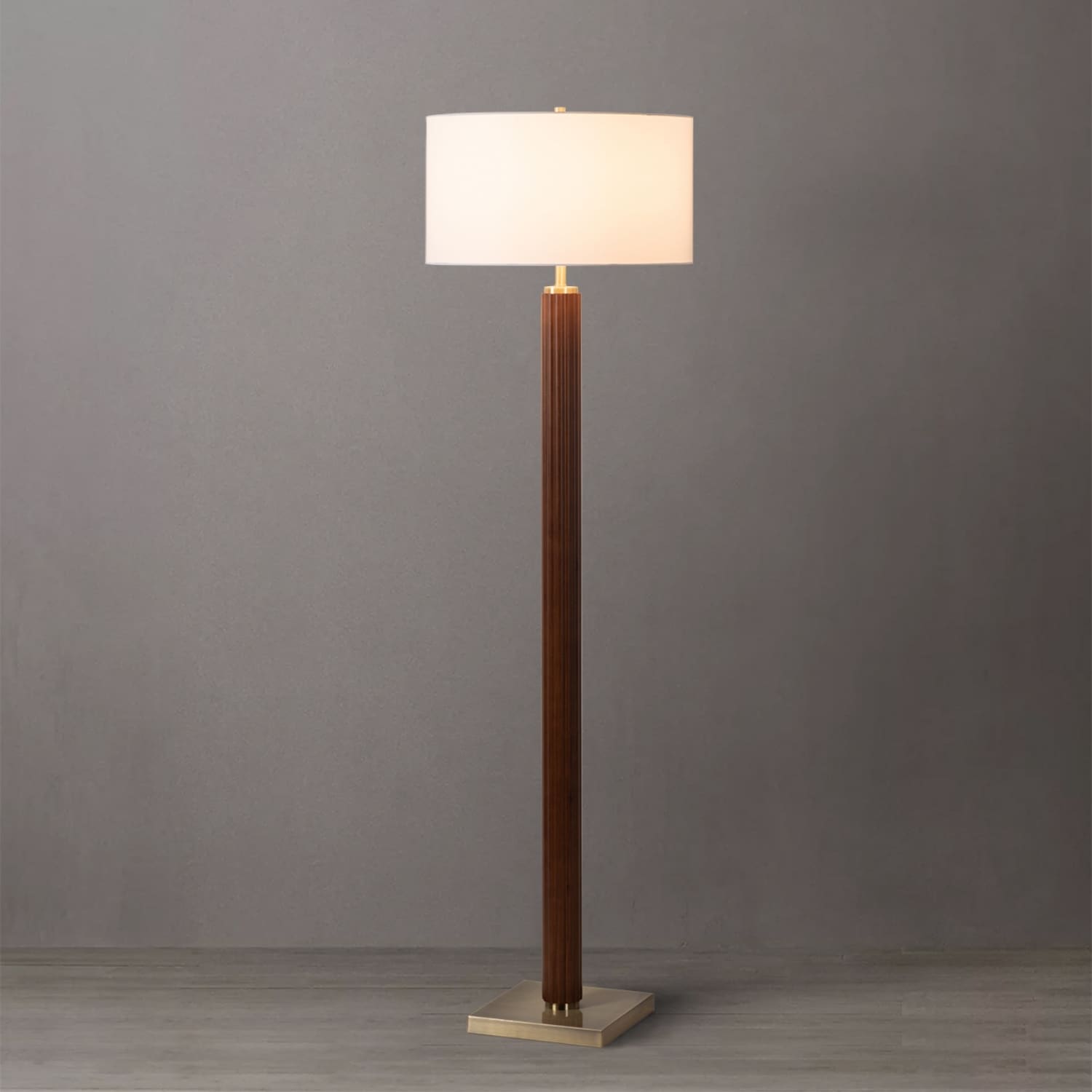 NOVA of California 2010832DW TAMBO 62-in Dark Walnut Wood Weathered Brass Standard Floor Lamp with No shade Shade