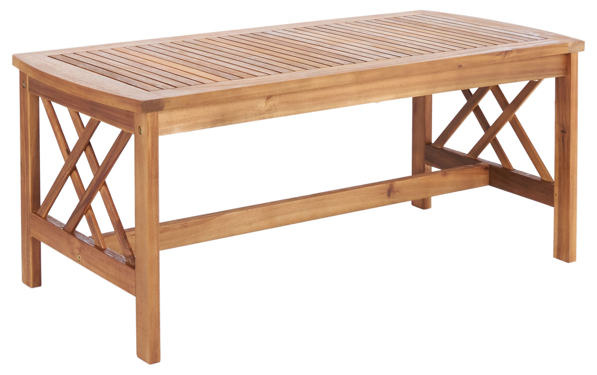 Fontana Natural Acacia Wood 4-Piece Outdoor Set with Red Cushions