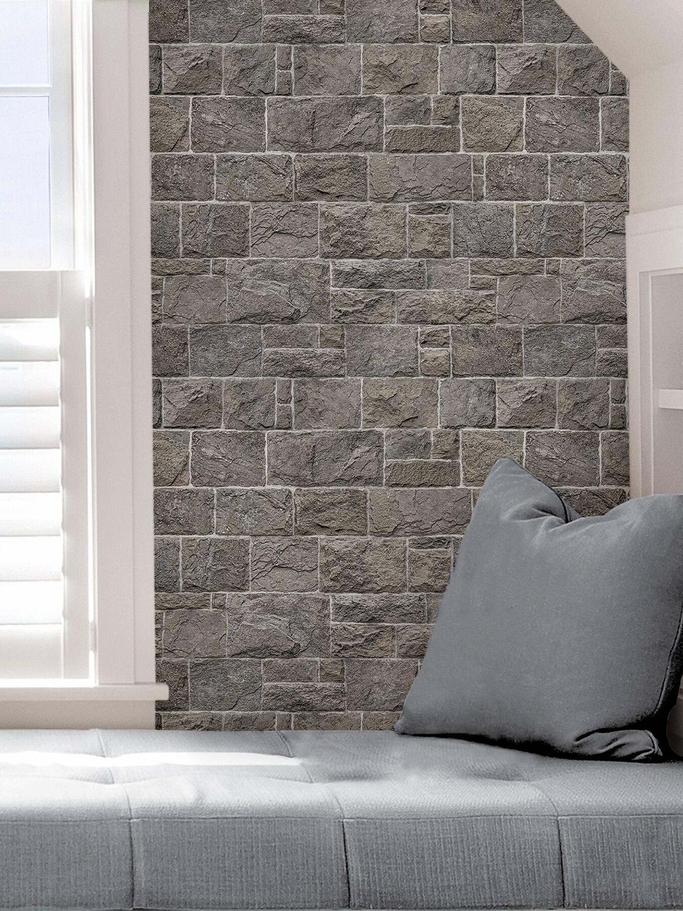 InHome 28.6-sq ft Grey Vinyl Textured Stone 3D Self-adhesive Peel and ...