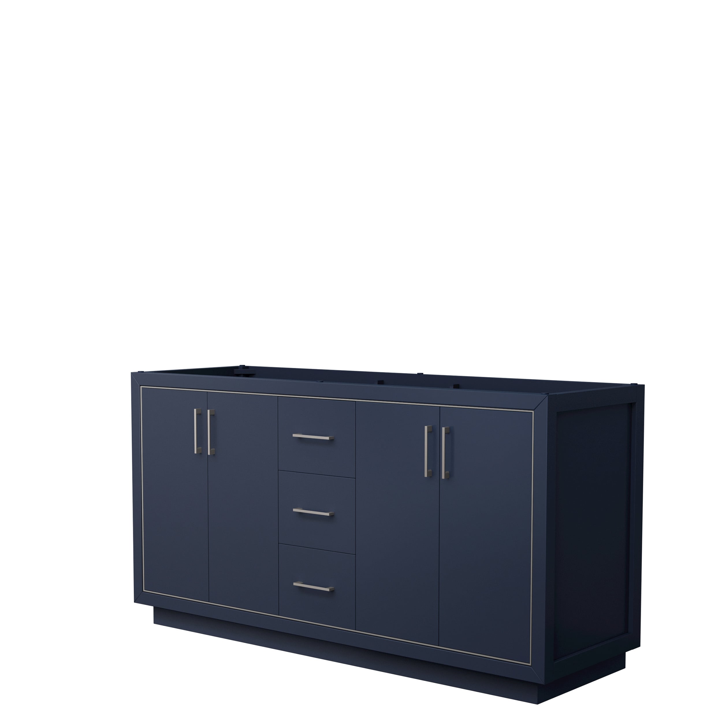 Wyndham Collection WCF111166DBNCXSXXMXX Icon 66-in Dark Blue with Brushed Nickel Trim Bathroom Vanity Base Cabinet without Top