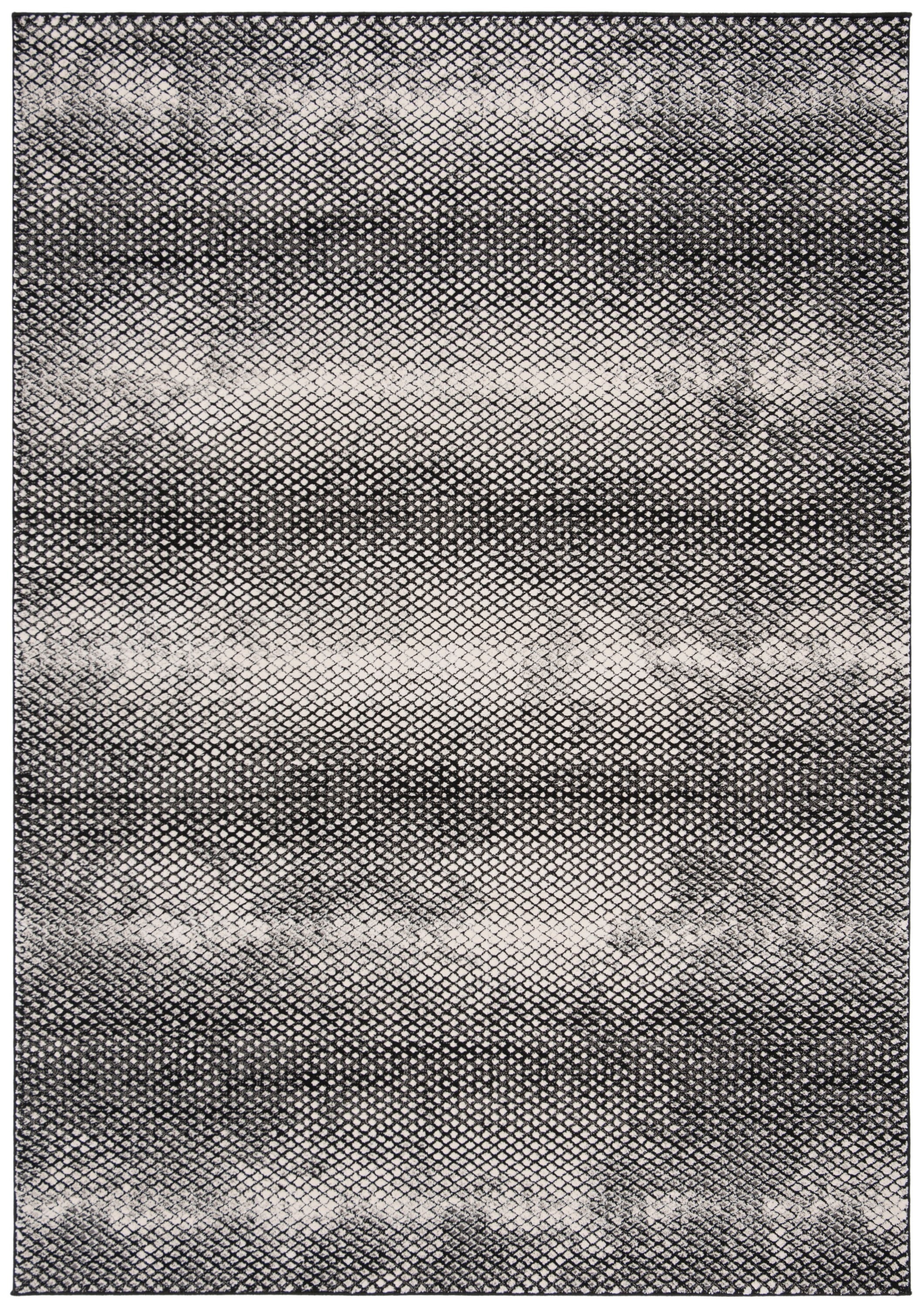 Lurex Abstract Black and Ivory Synthetic 4' x 6' Area Rug