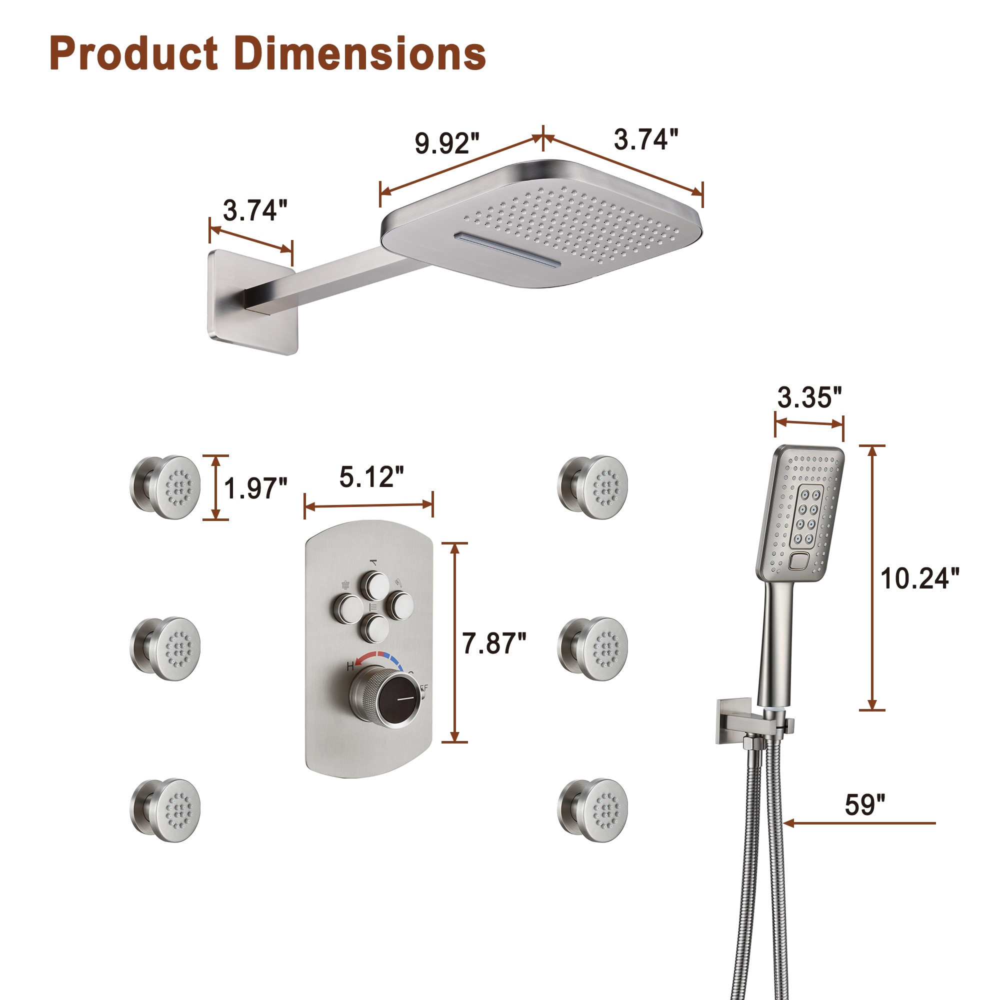 Mondawe MOSL050-10BN Showerhead-Bar-Panels - View #11