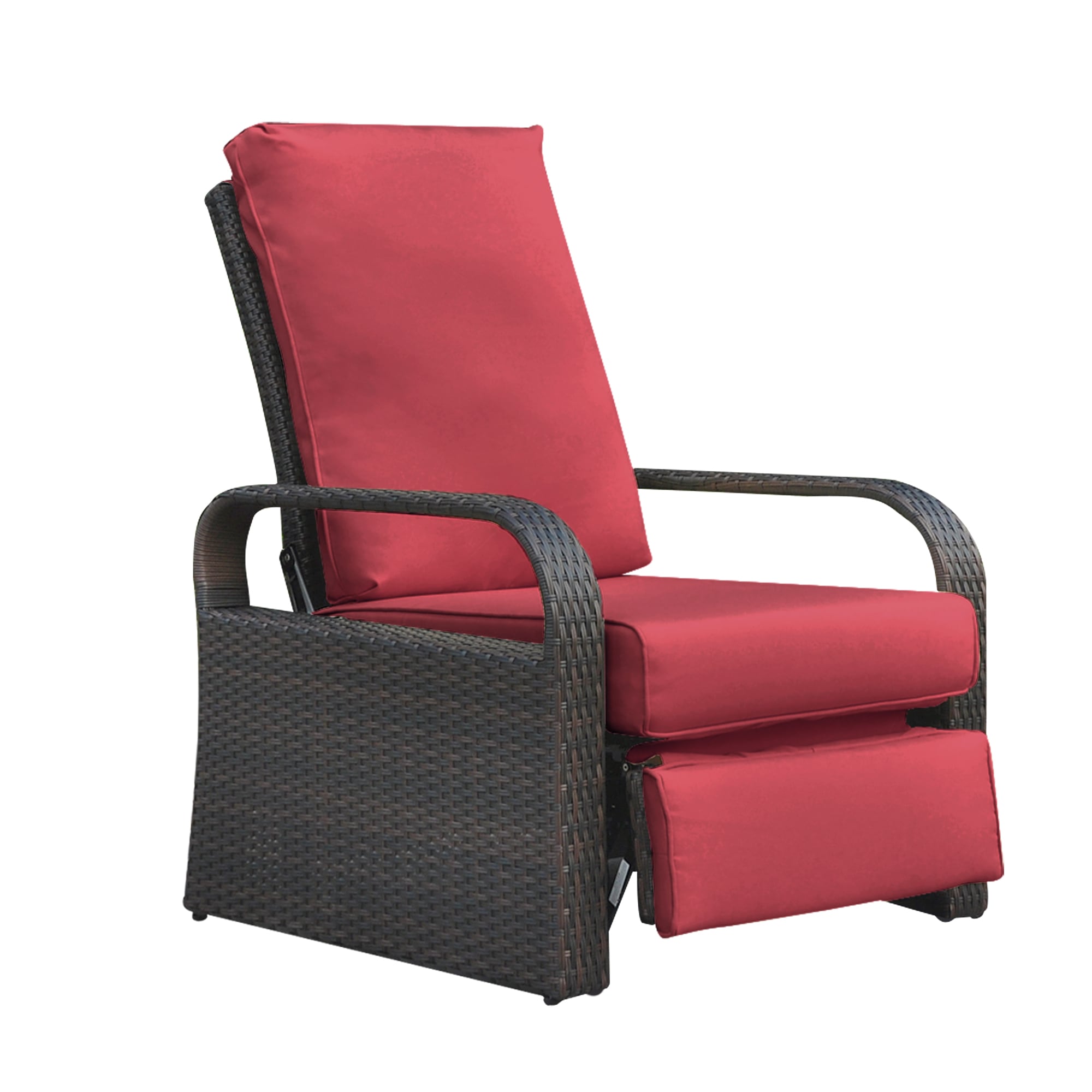 CESICIA W225-OPS-20 Patio Chairs Red Aluminum Frame Swivel Recliner Chair with Solid Seat