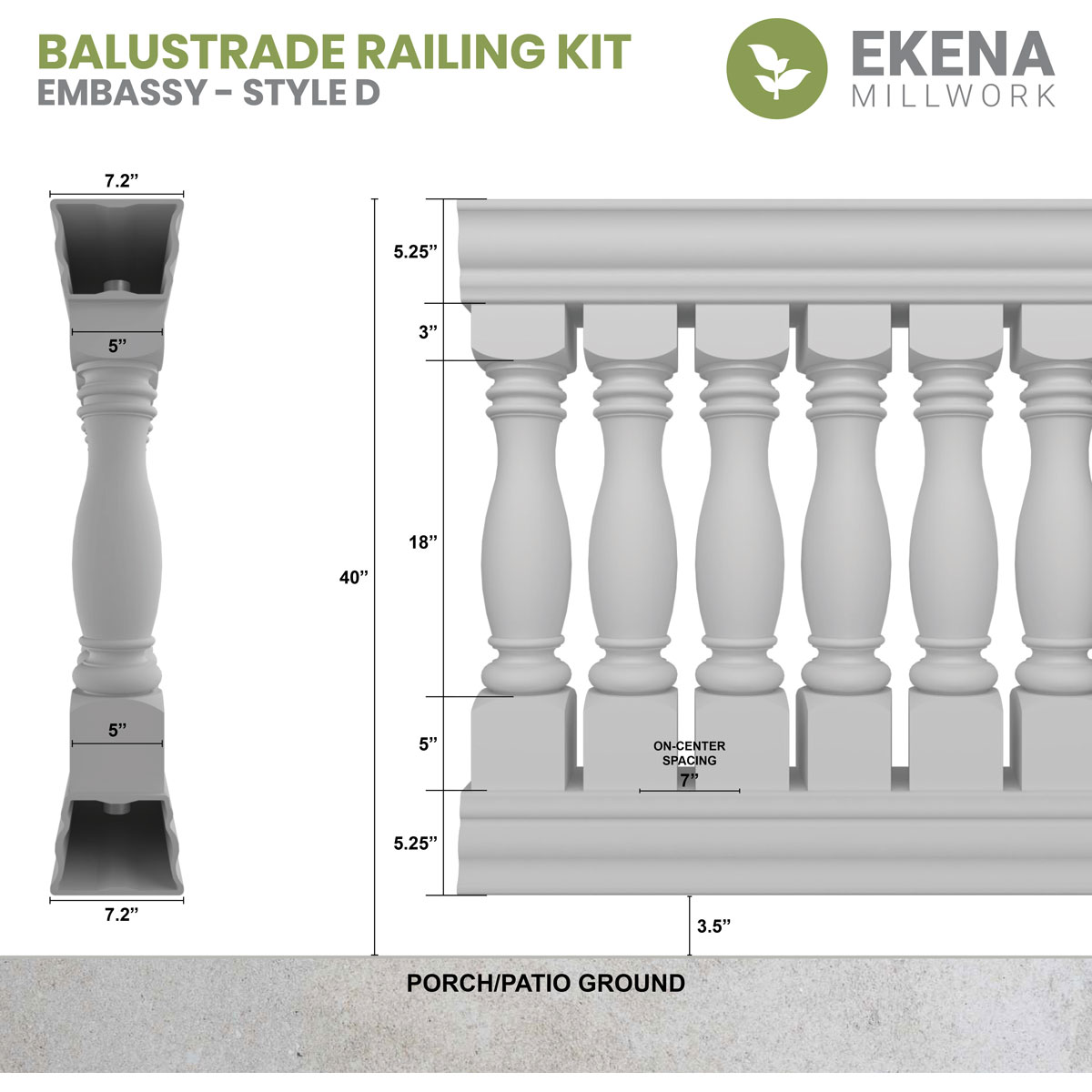 Ekena Millwork BALK40X120EMD railings - View #2