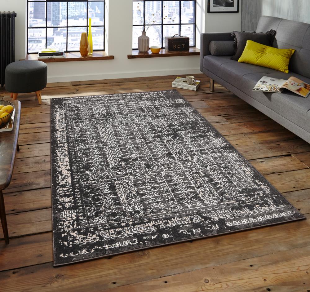 MSRUGS ZARA-100-GRY-DGR-23 Zara 2 X 3 (ft) Gray/Dark Indoor Abstract Mid-century Modern Area Rug