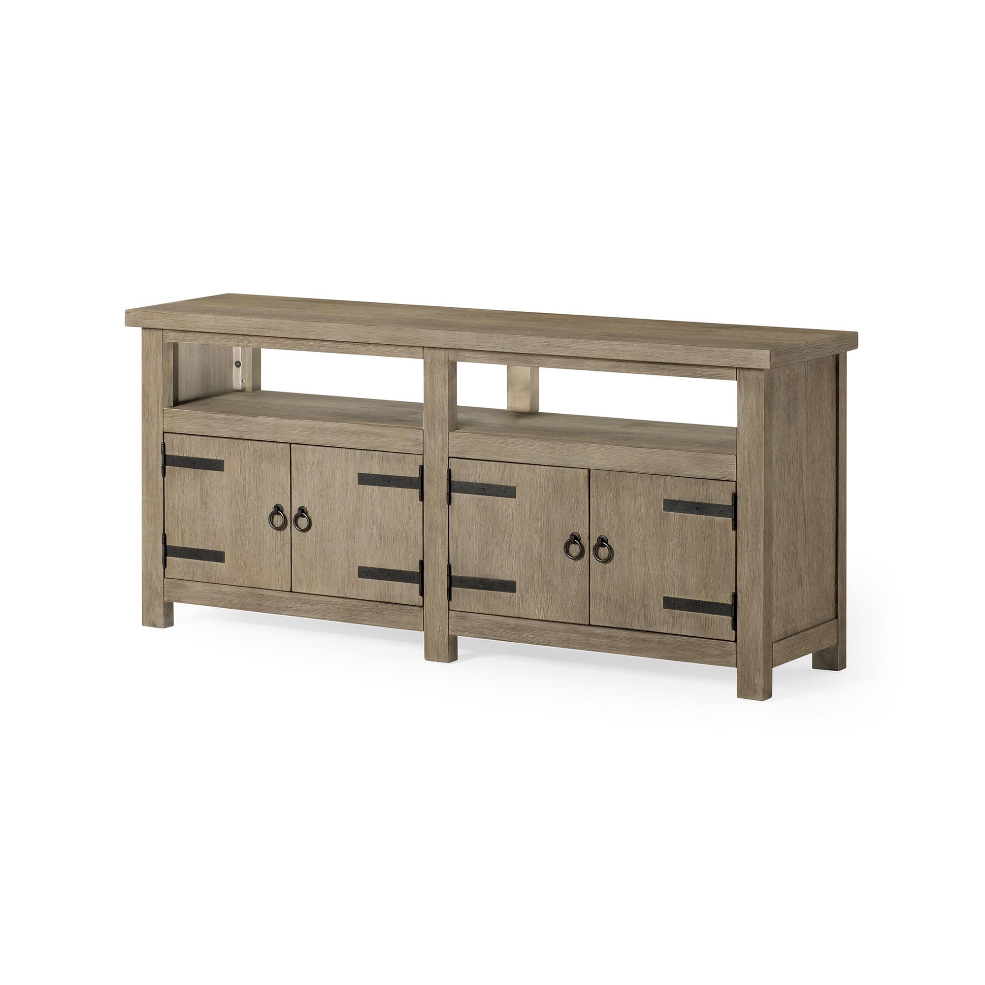 Maven Lane 326785 Luca Wooden Living Room TV Media Unit Entertainment Center and Television Stand with Shelves in Rustic Weathered Grey Finish