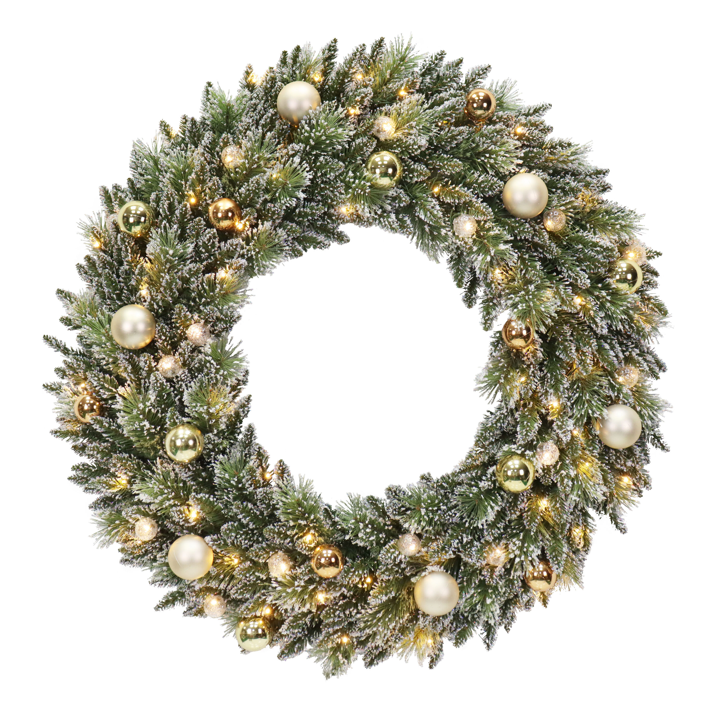 Holiday Living - 4-ft Pre-lit Gold Ornament Artificial Christmas Wreath