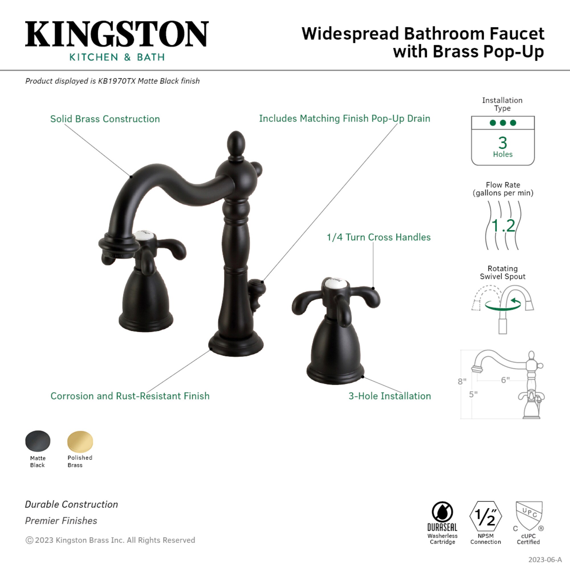 Kingston Brass WLKB1972TX Lavatory-Faucets - View #2