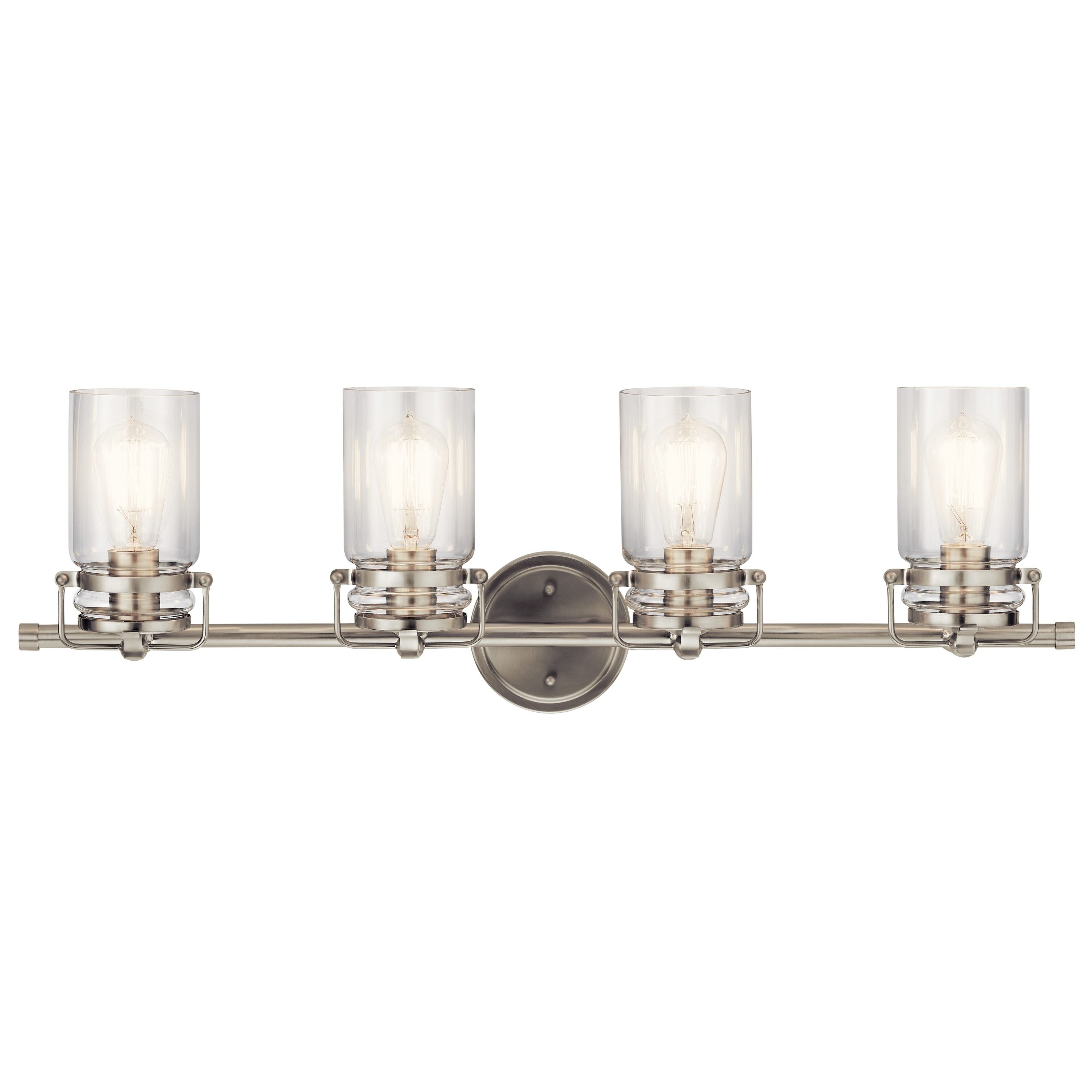 Kichler Brinley 32.25-in 4-Light Brushed Nickel Farmhouse Vanity Light - 1