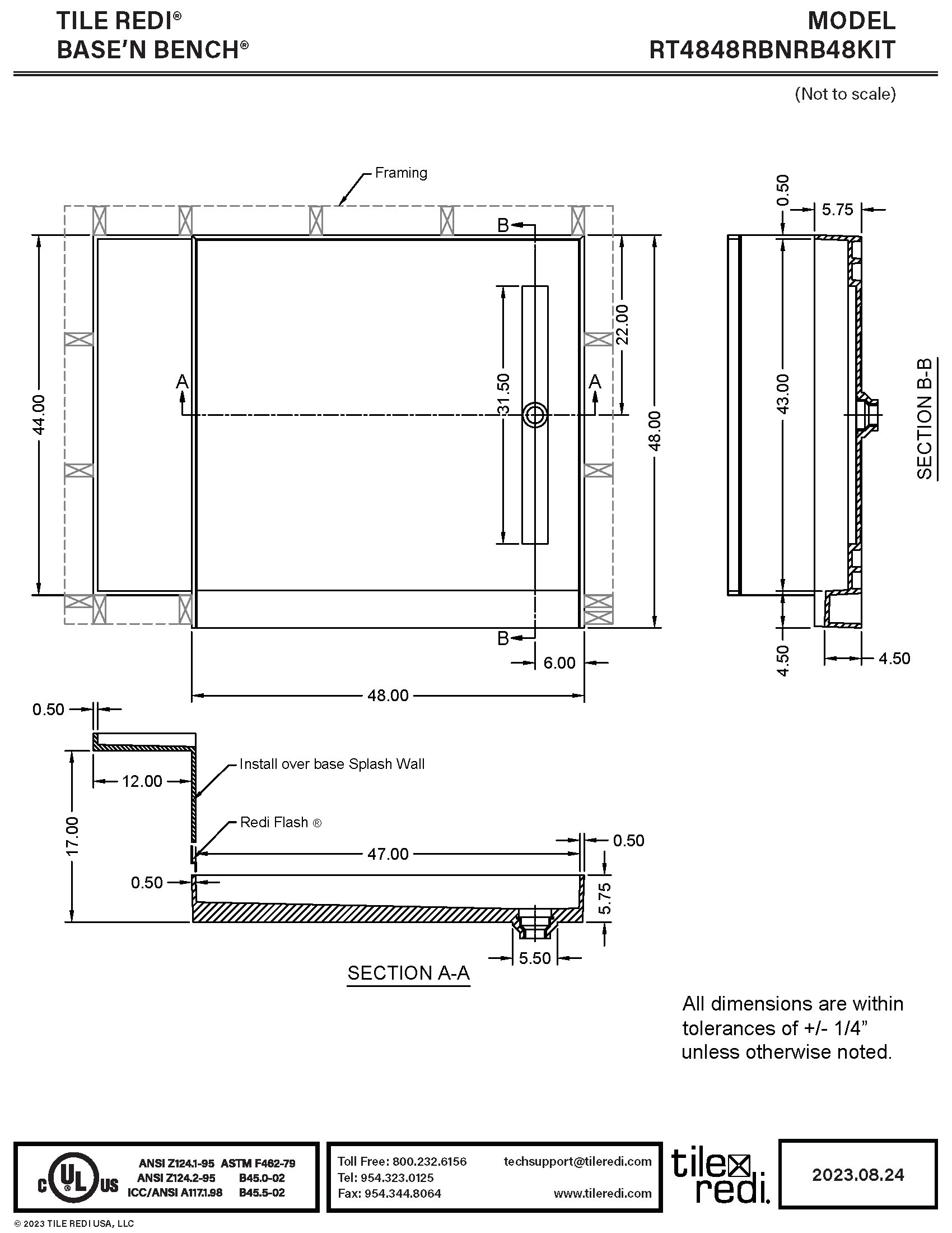Tile Redi RT4848RBNRB48KIT Shower-Floors - View #7