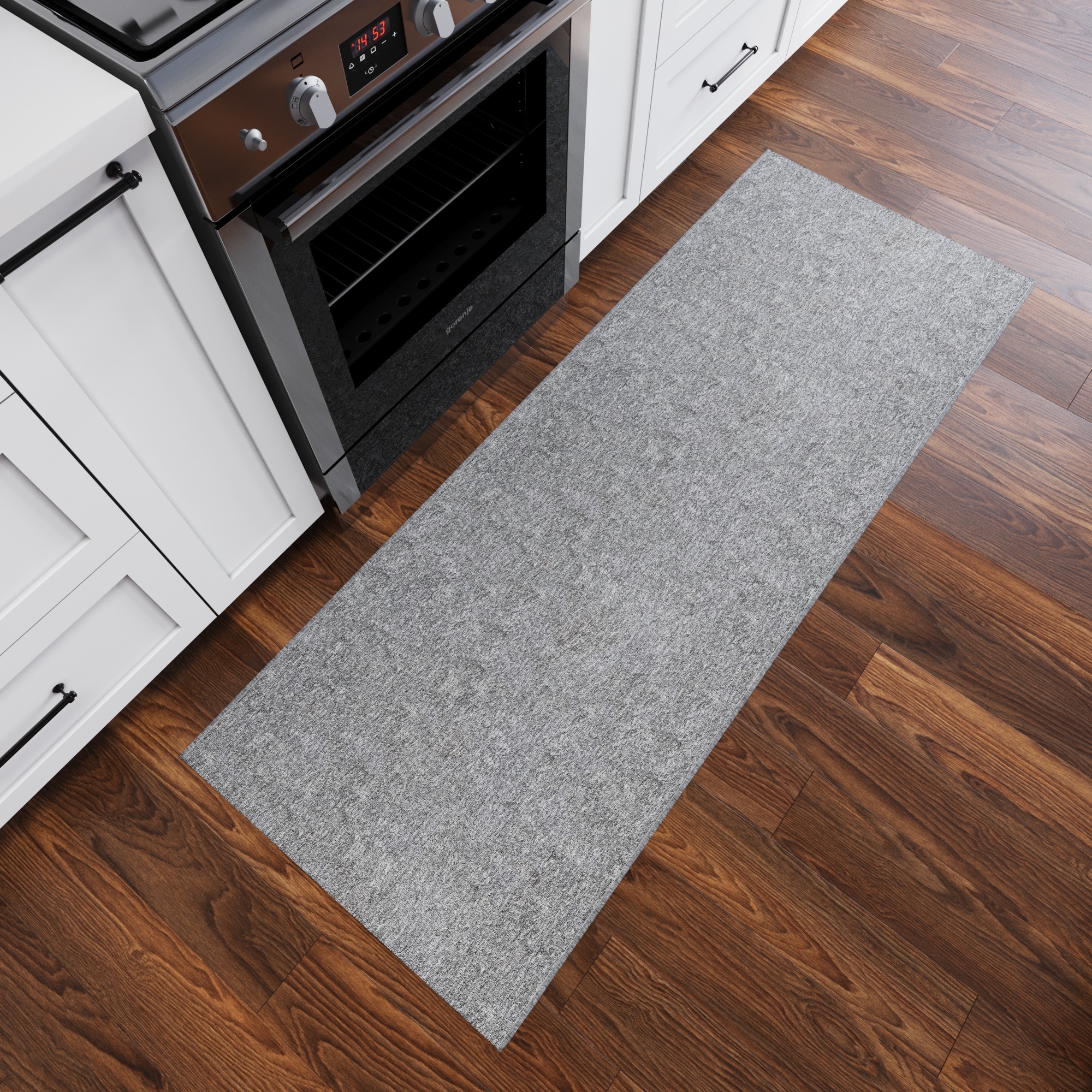 Ottomanson EMY7503-3X5 Non-Slip 2'6" x 5' Custom Cut Entryway Mat 3 x 5 (ft) Loomed Polyester Gray Rectangular Indoor Solid Area rug