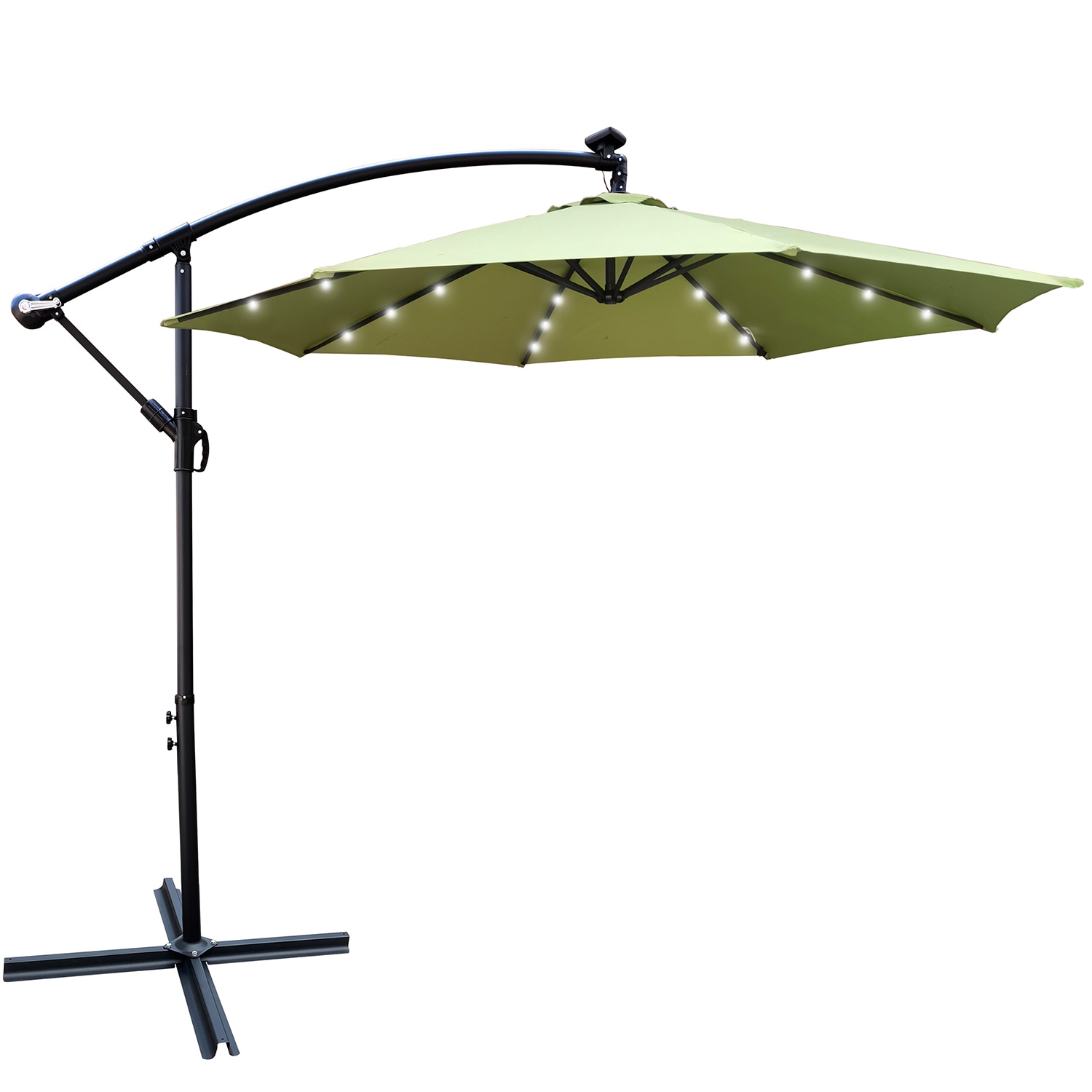 SINOFURN SYA810045RD 10-Feet Steel Green Cantilever Patio Umbrella with Lights and