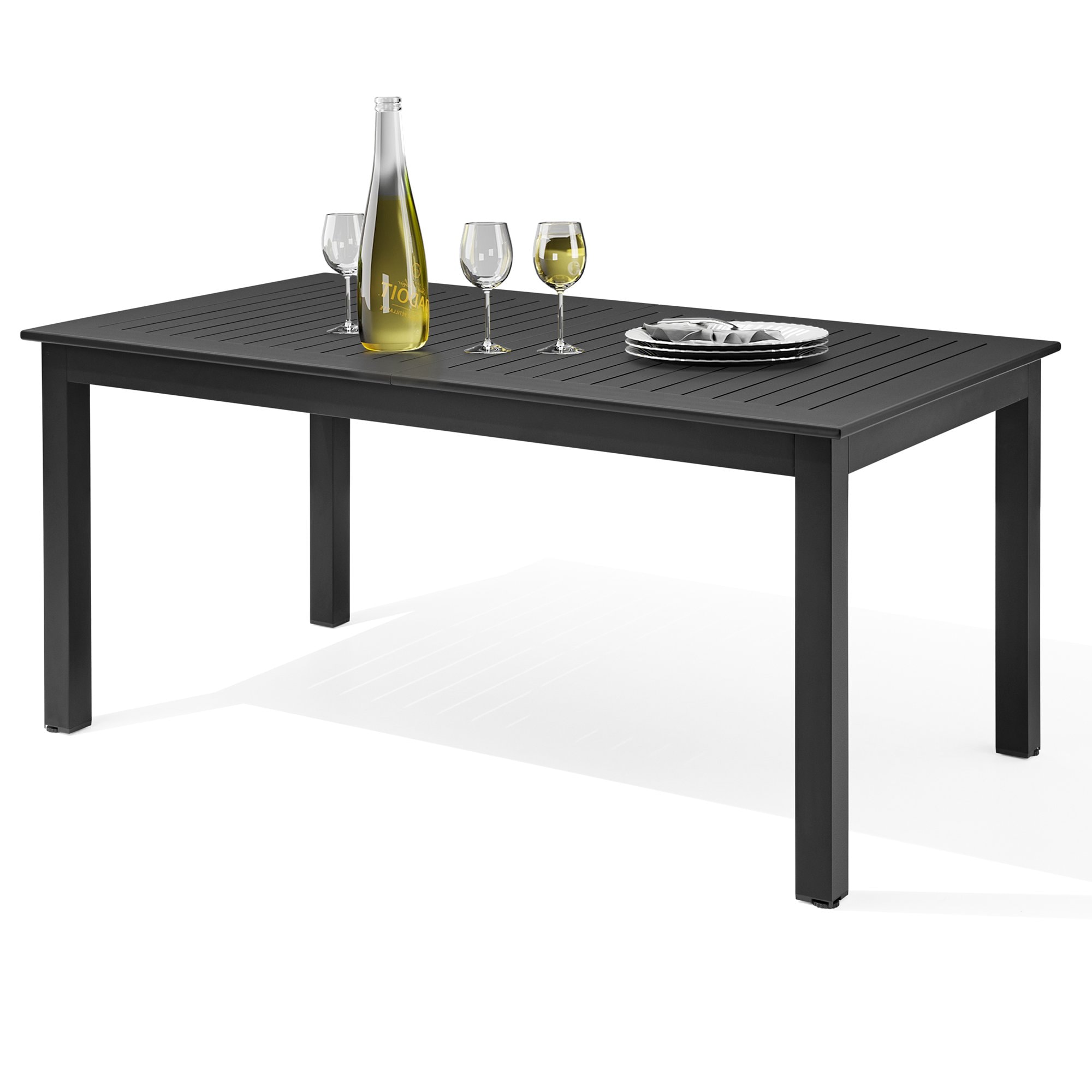 Crestlive Products CL-TB037BLK Patio table Rectangle Extendable Outdoor Dining Table 35.43-in W x 63-in L