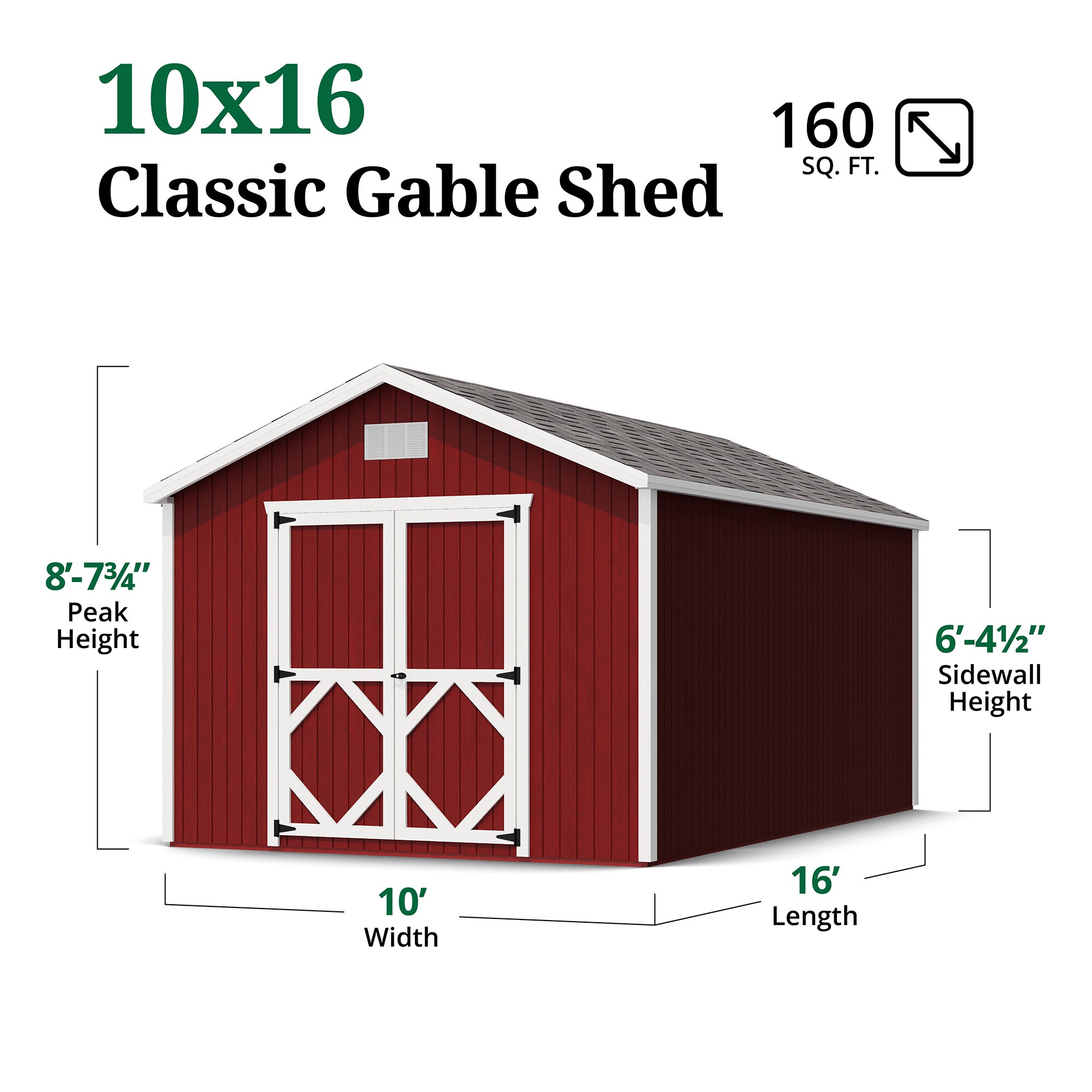 Little Cottage Co 10X16 CGS-PC-FK Wood-Storage-Buildings - View #3