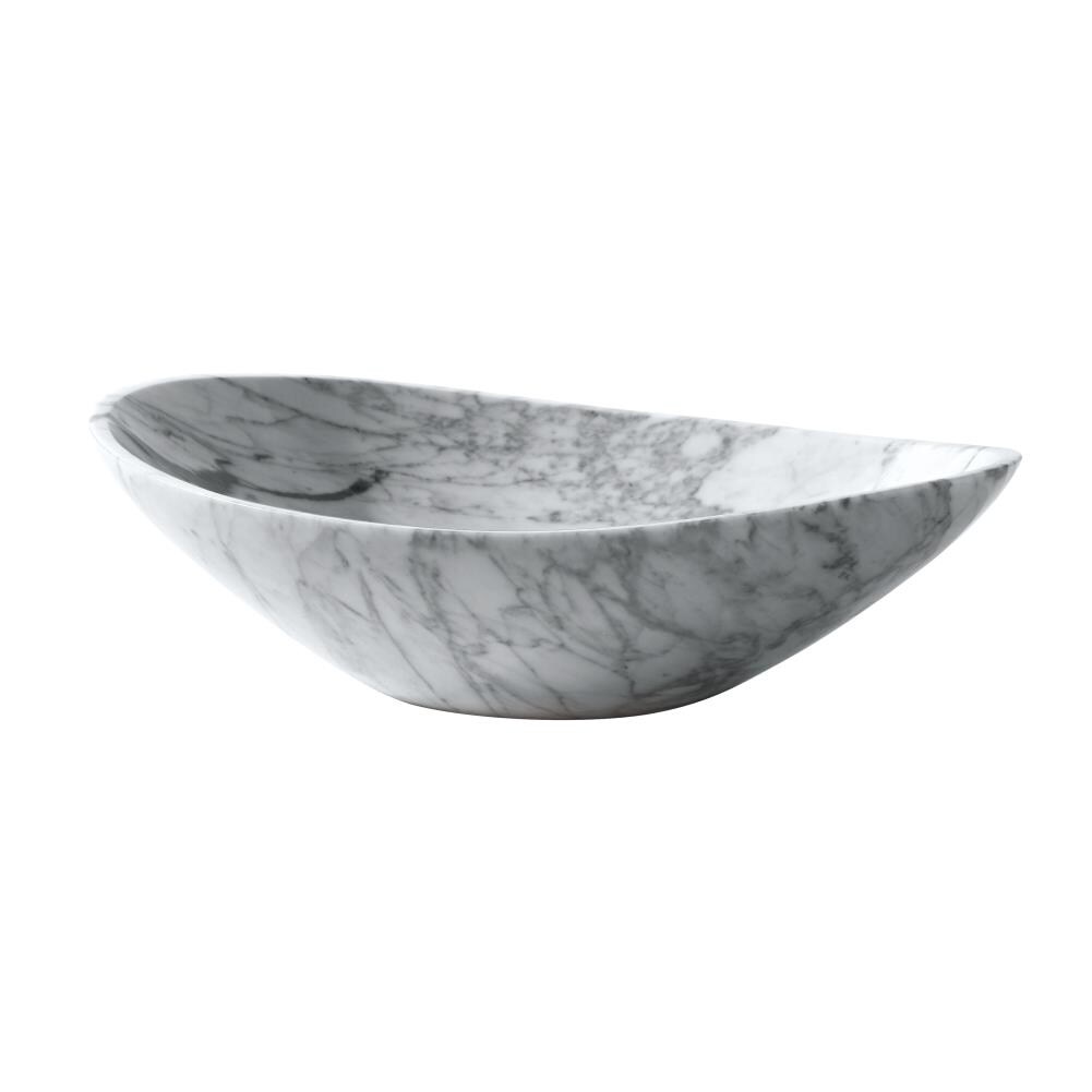 Avanity SVE470CW Marble Vessel Oval Modern Carrera White Bathroom Sink ( 16.1-Inches x 20.1-Inches )
