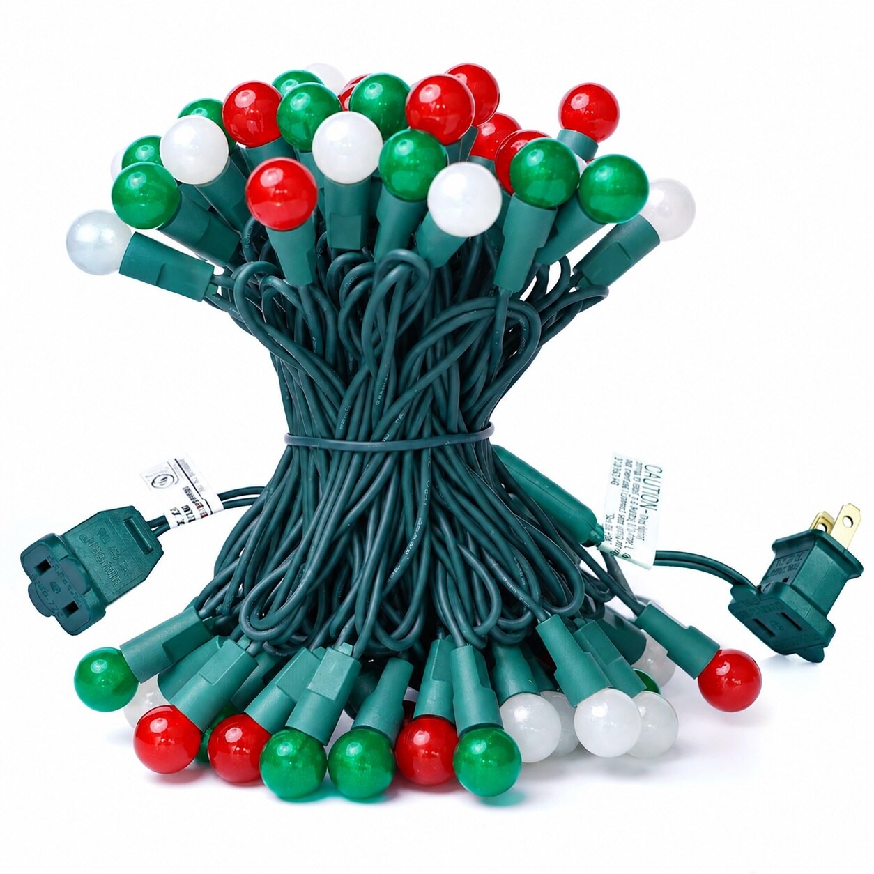 DYRCJ  Christmas Lights Outdoor 24FT 70 LED G15 Red White and Green Globe String Lights Plug in with Pastel Bulb Green Wire for Indoor Patio Xmas