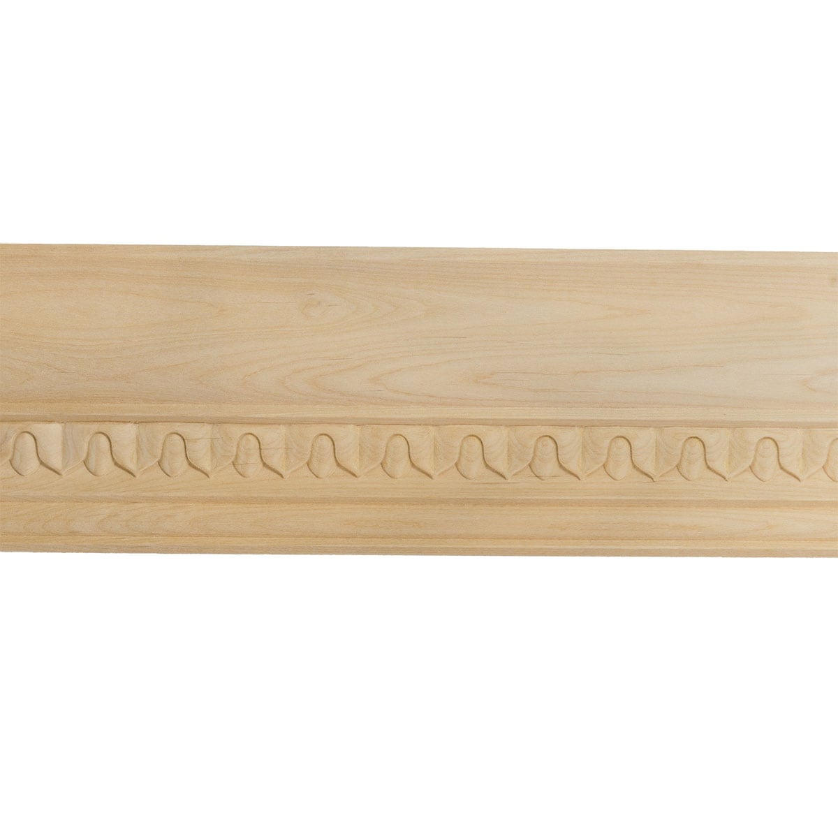 Ekena Millwork 686724 Lanarkshire Carved Wood 3-5/8-in x 7-ft 10-1/2-in Cherry Unfinished Wood 686724 Crown Moulding 8 -Pack