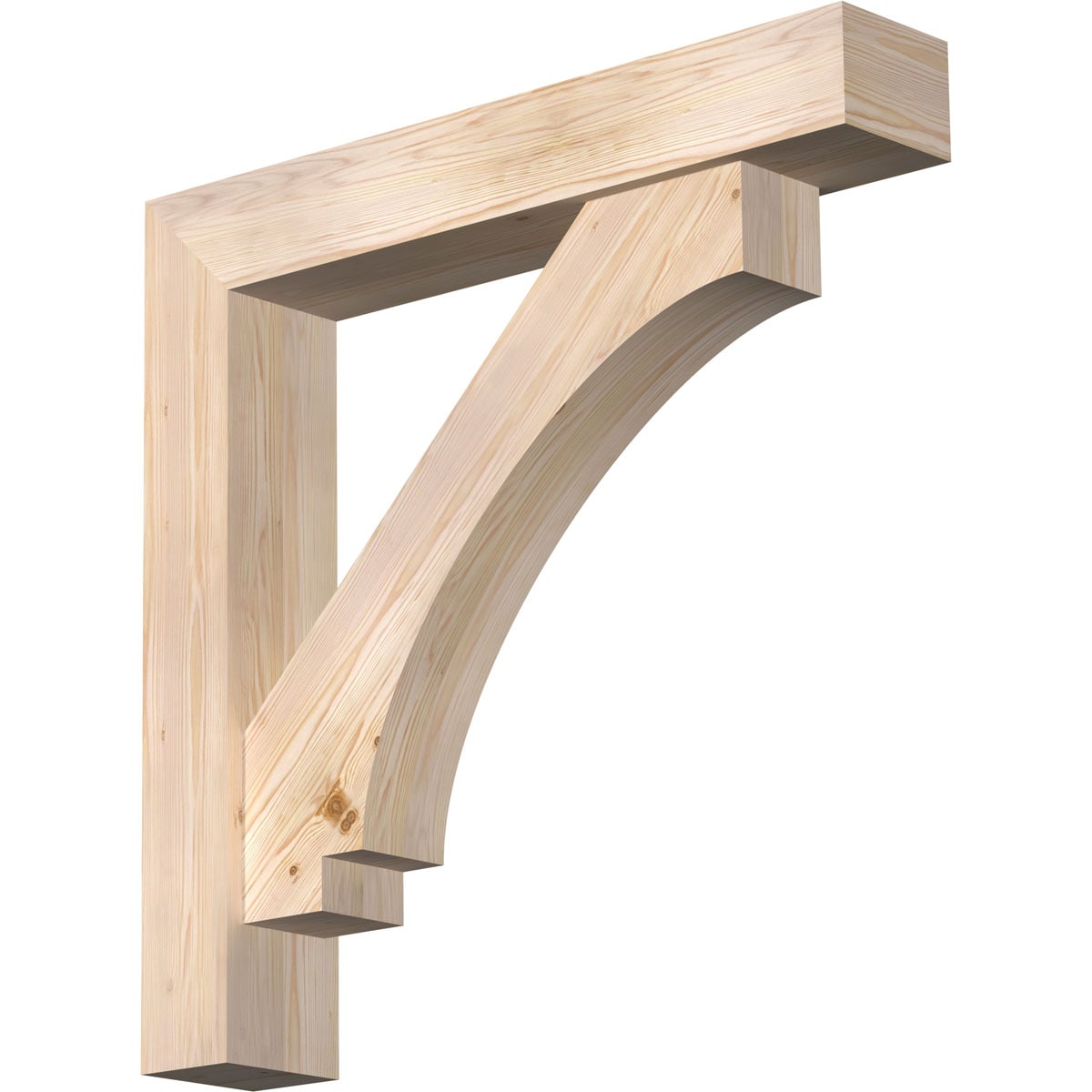 Ekena Millwork 1463001 Imperial Block Smooth Bracket with Offset Brace Douglas Fir Wood Standard Bracket