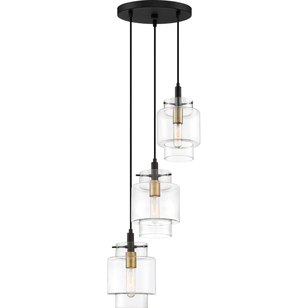 Quoizel Naomi 3-Light Earth Black Transitional Clear Glass Cylinder ...