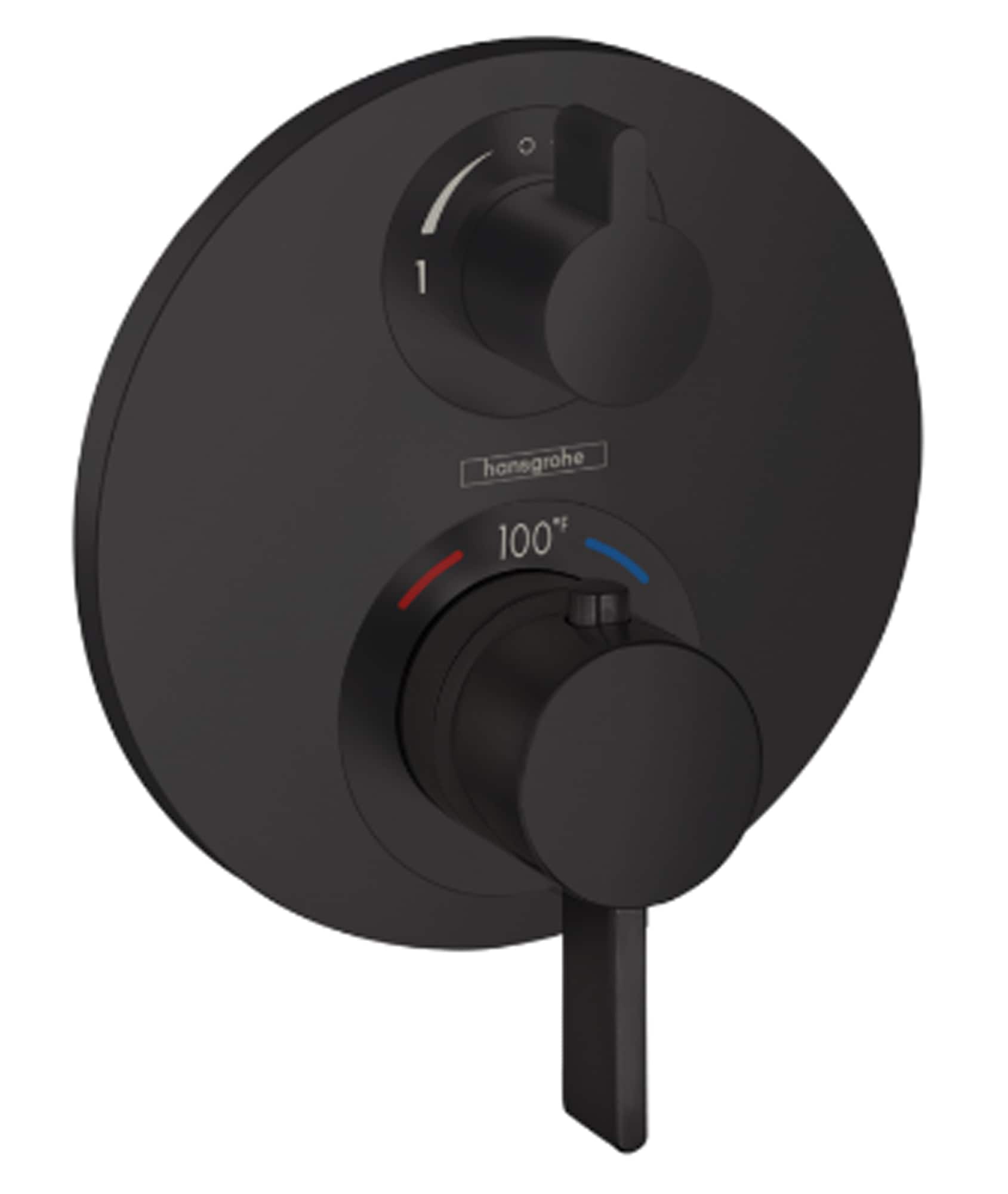 Hansgrohe 15757671 Ecostat S Matte Black 2.1-Inches Right-hand Bathtub/Shower Thermostatic trim