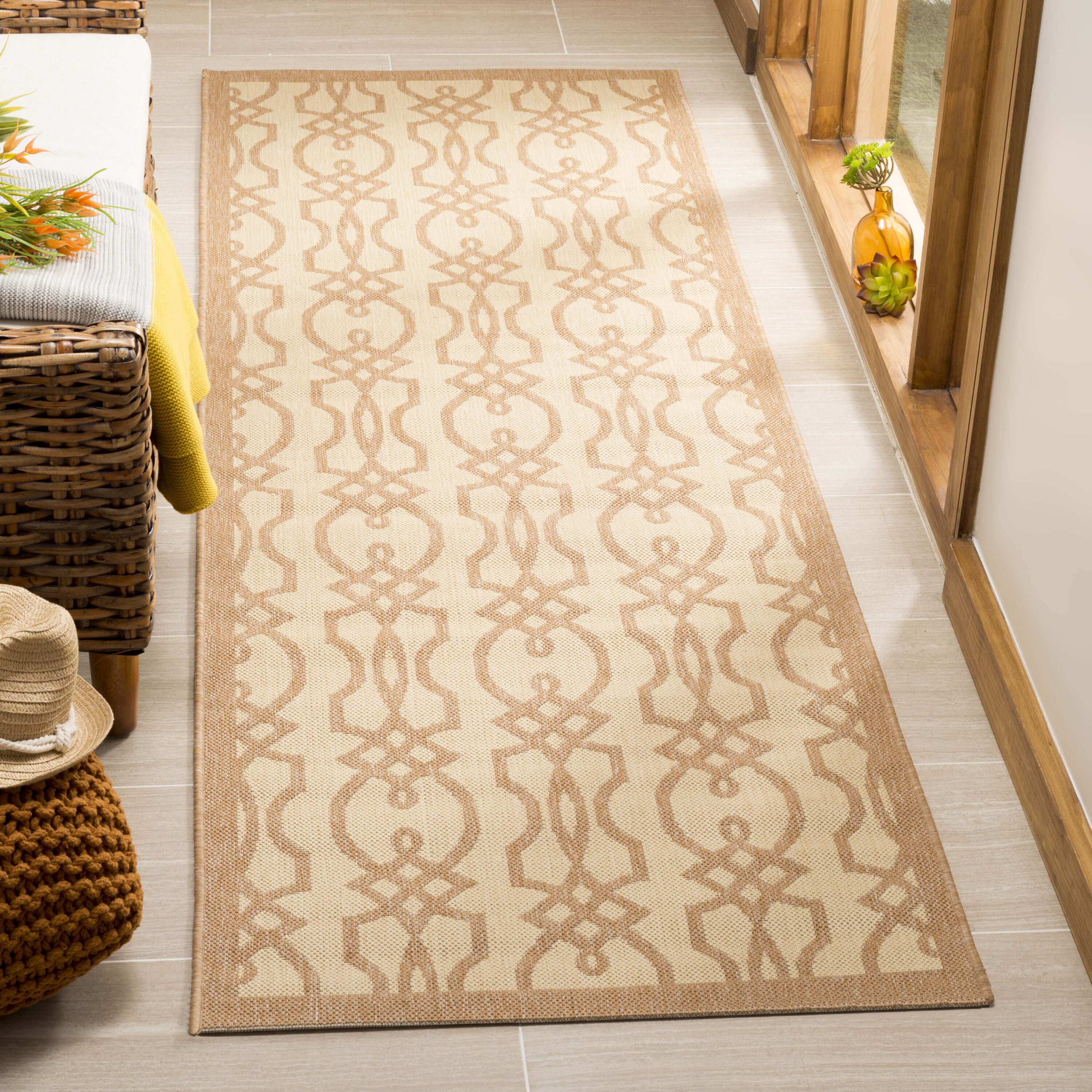 Martha Stewart MSR4220-030-38 Villa Screen 3 x 8 (ft) Loomed Polypropylene Hickory Rectangular Indoor Abstract Coastal Runner rug