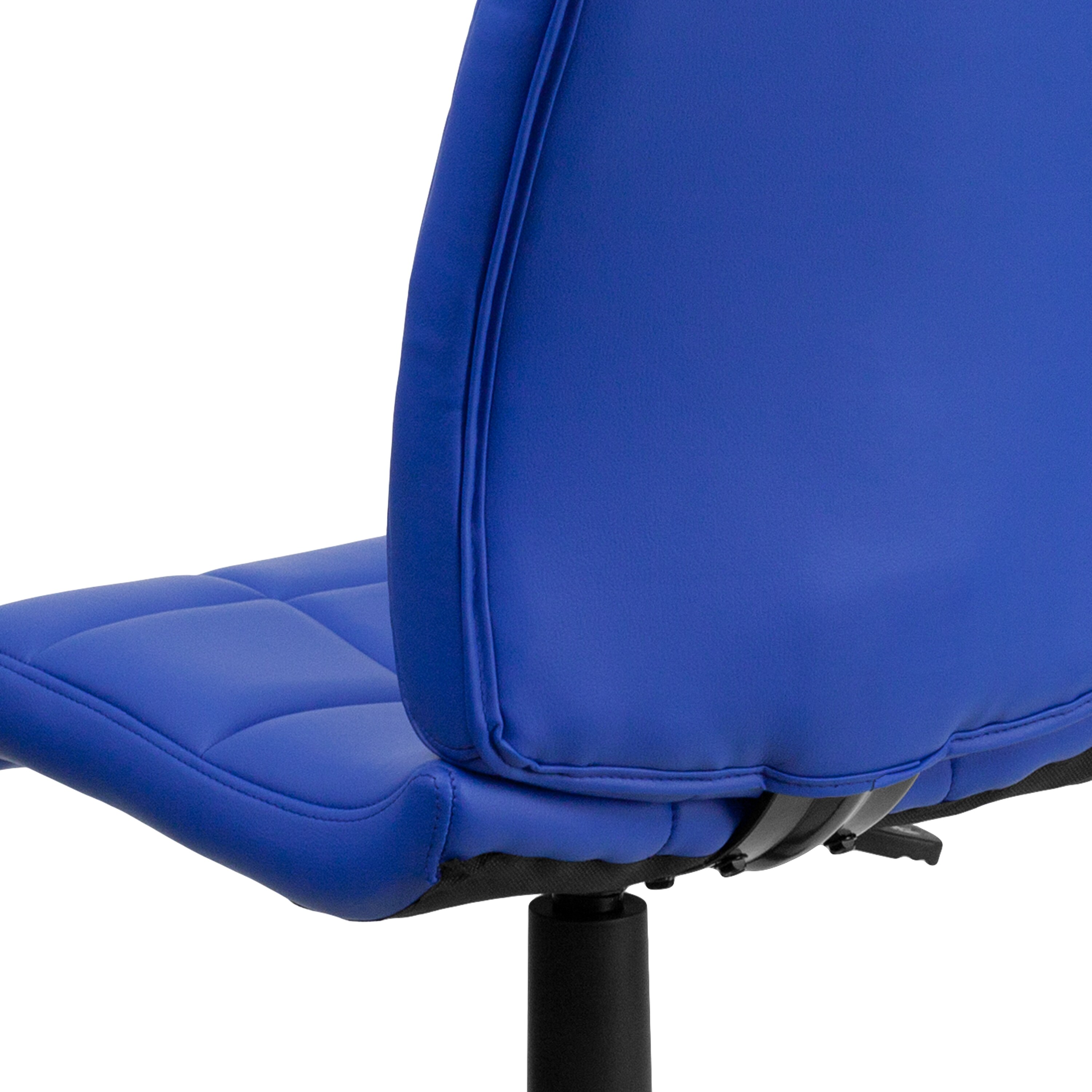 Mid-Back Blue Quilted Vinyl Armless Task Chair