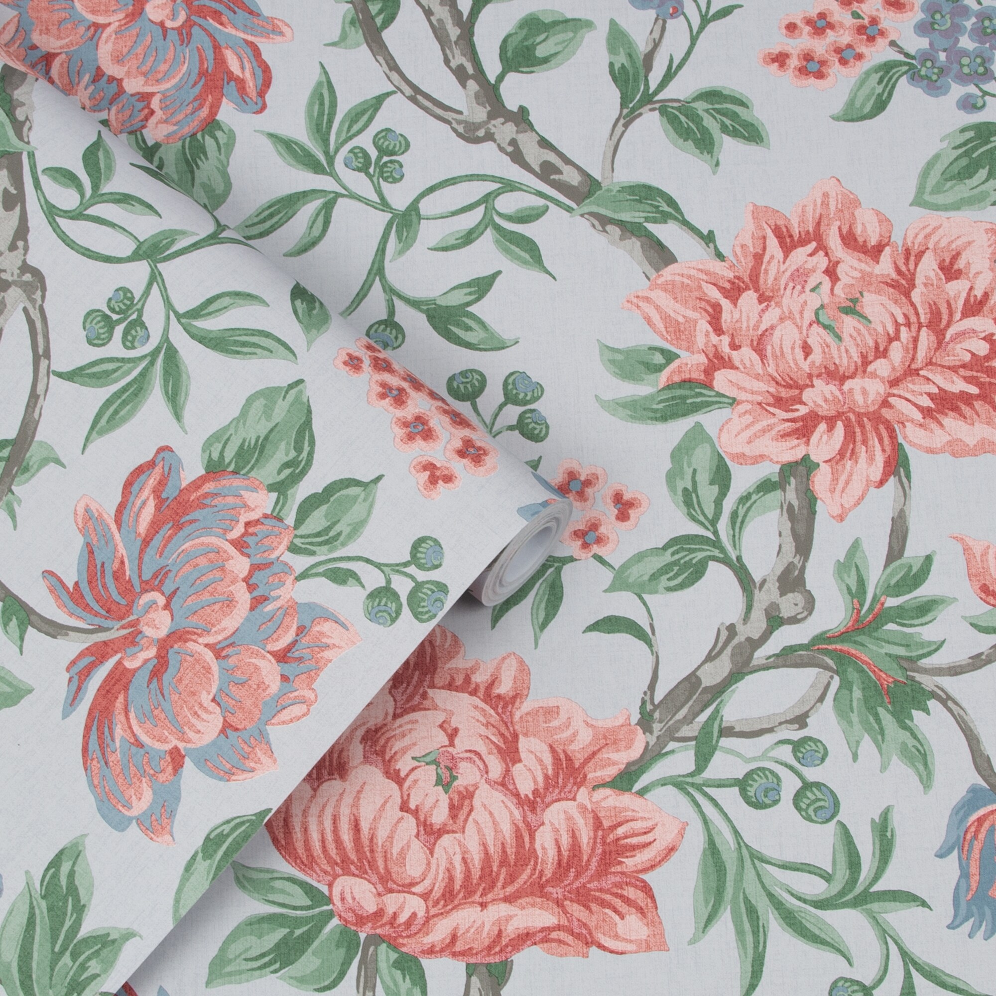 Laura Ashley Timeless Elegance 56 Sq Ft Slate Grey Non Woven Floral Unpasted Wallpaper In The 0399