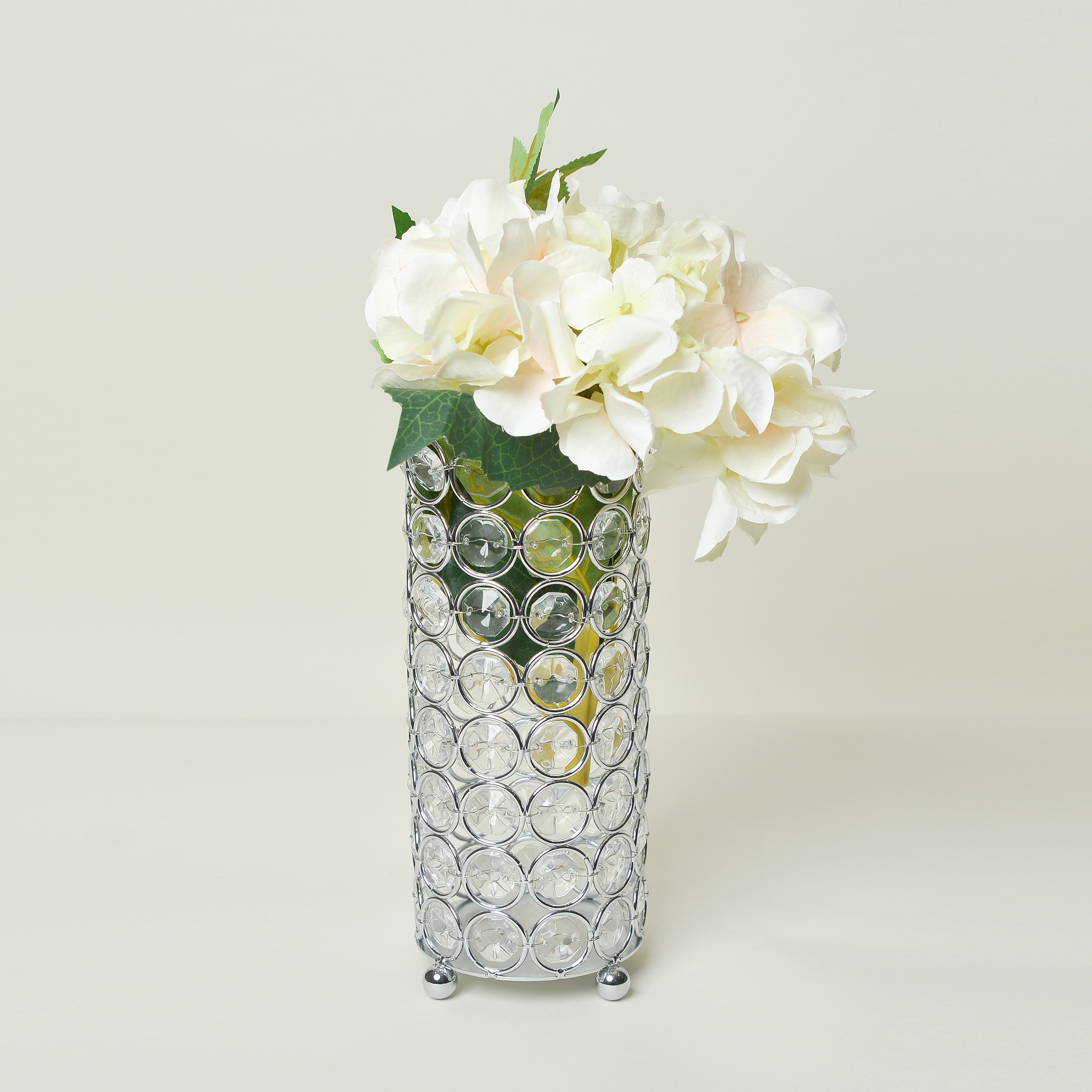 Elipse 7.75" Chrome Base Crystal Candle Holder & Flower Vase