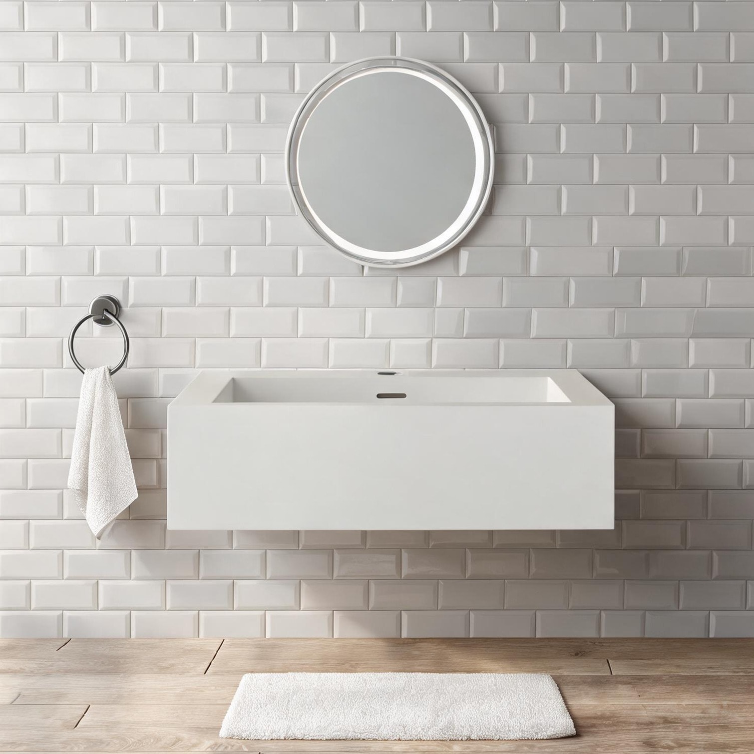 chillscreamni Matte White Bathroom Vanities with Functional Design 18.9 in Solid Surface