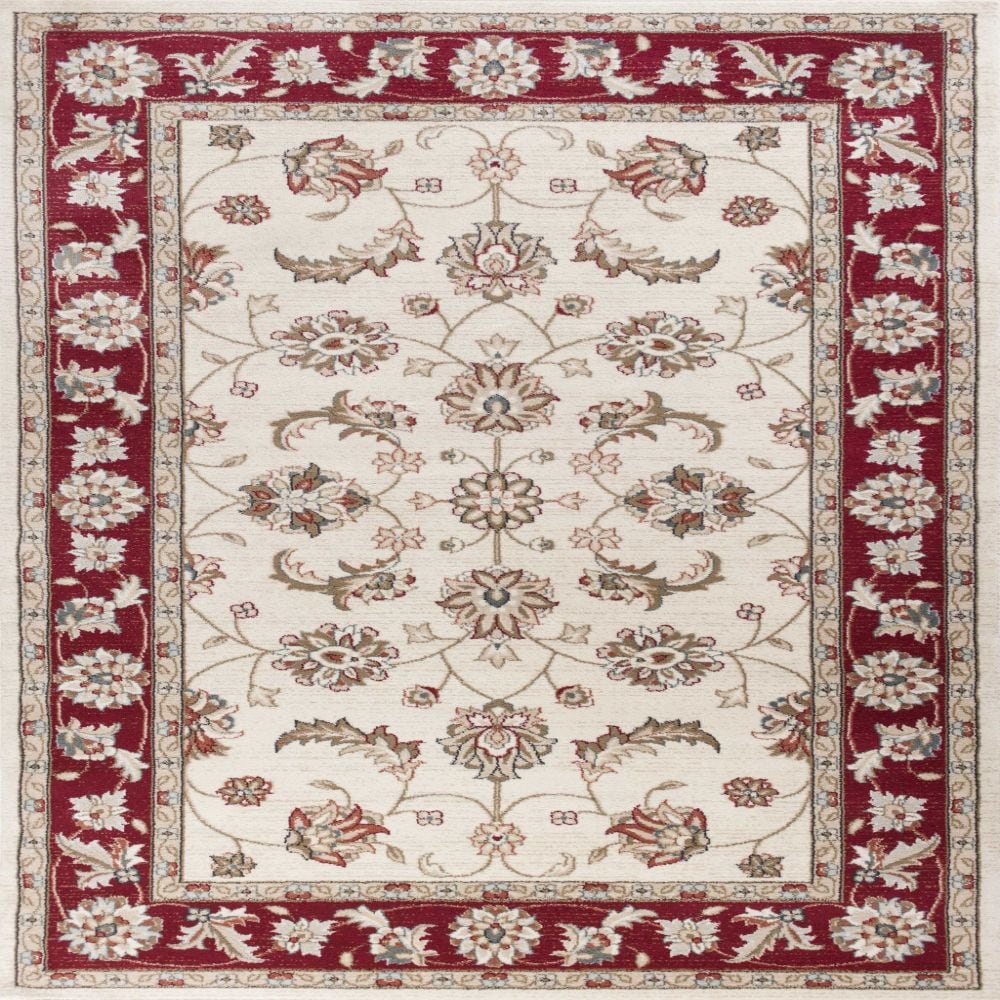 HomeRoots 353463 Bernadette 3 X 5 (ft) Rag Ivory Red Indoor Border Area Rug