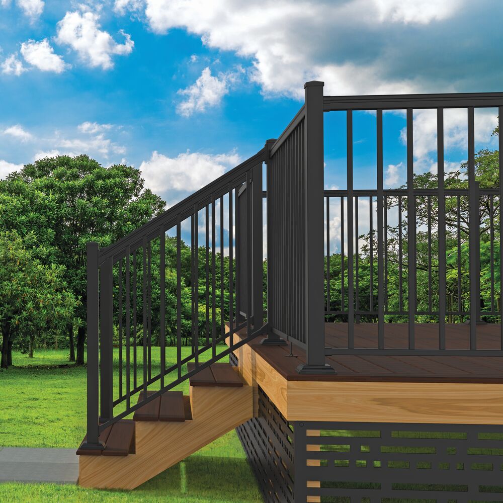 Freedom VersaRail Classic 6-ft x 36-in Matte Black Aluminum Deck Stair ...