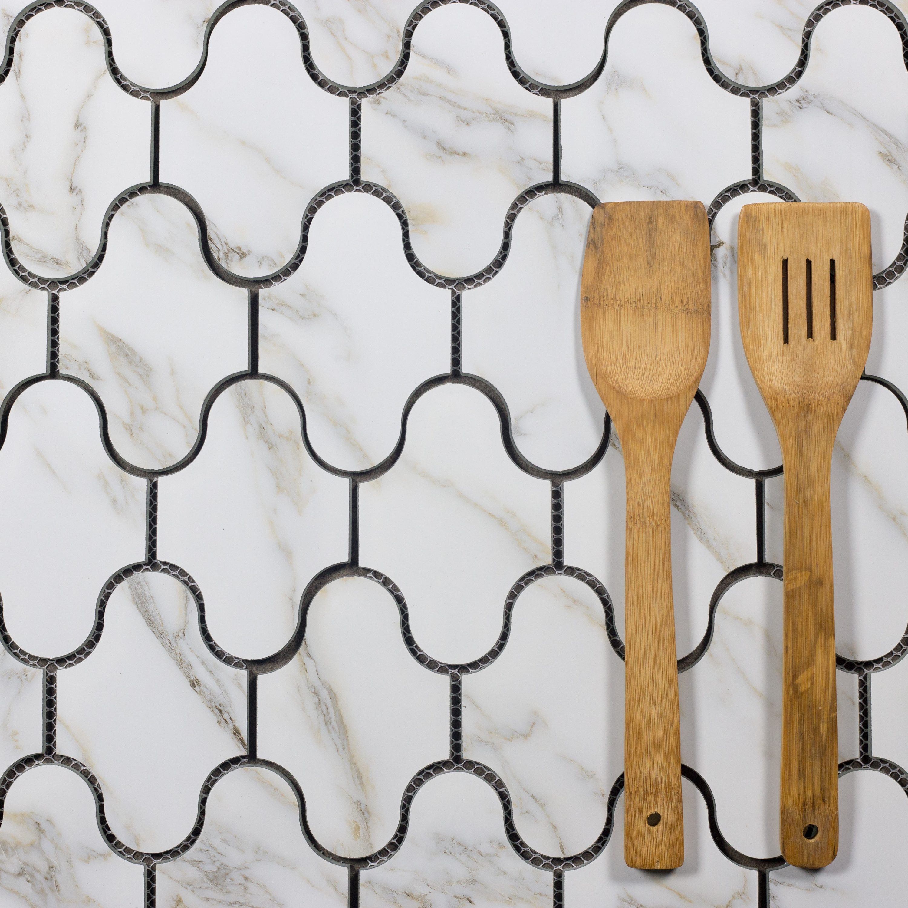 Calacatta Gold White Matte Glass Mosaic Wall Tile