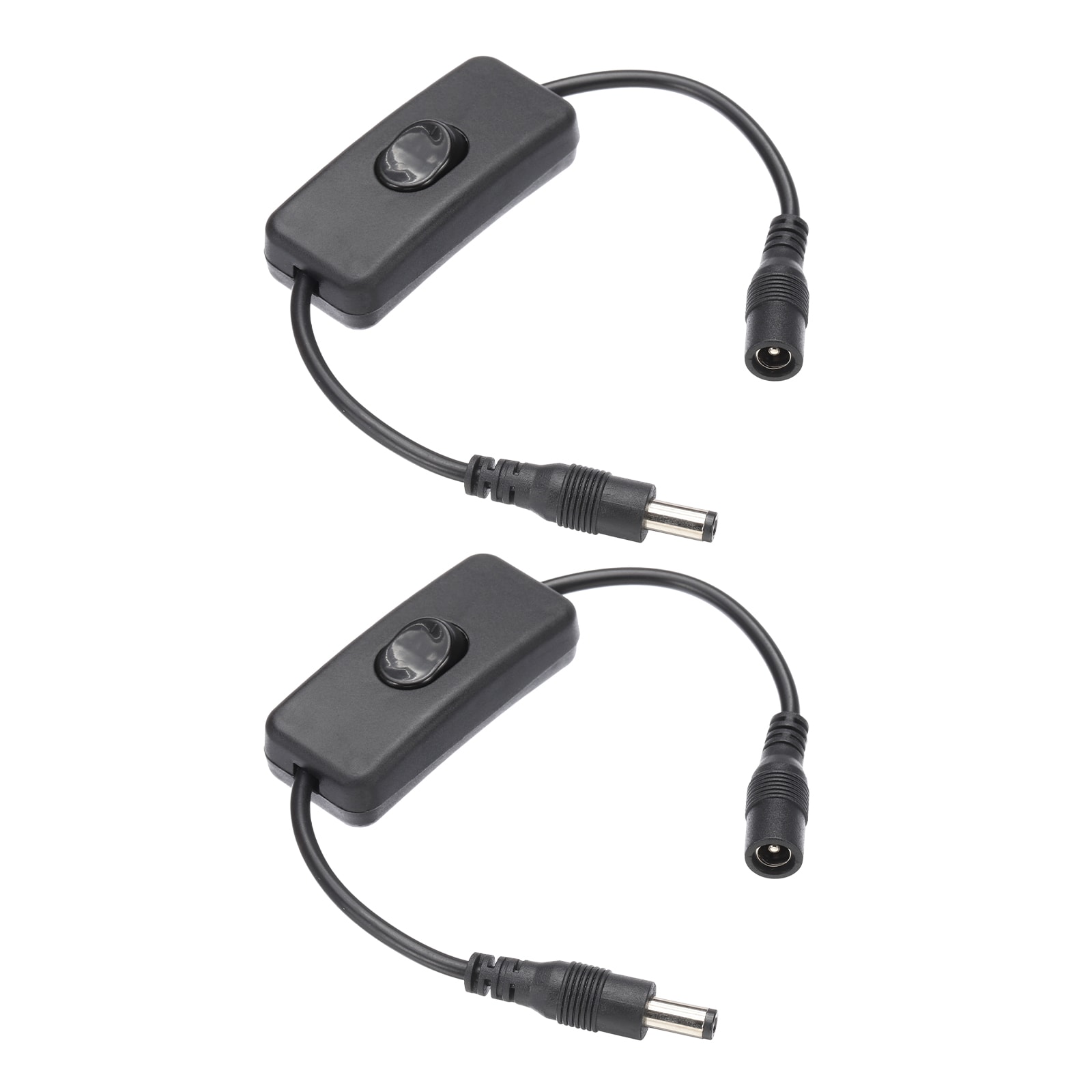 PATIKIL LED Strip Light DC Inline On/Off Switch 2pcs DC Jack Male to Female Adapter Wire Power Extension Cable Connector for LED Strip CCTV Security Camera Black