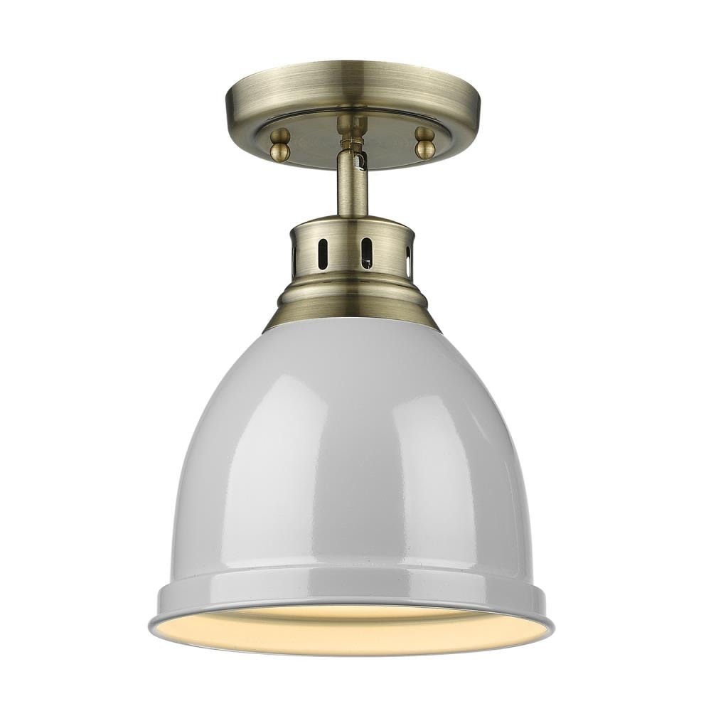 Golden Lighting 3602-FM AB-GY Duncan 1 -Light 8.88-in Brushed Gold Flush Mount Light