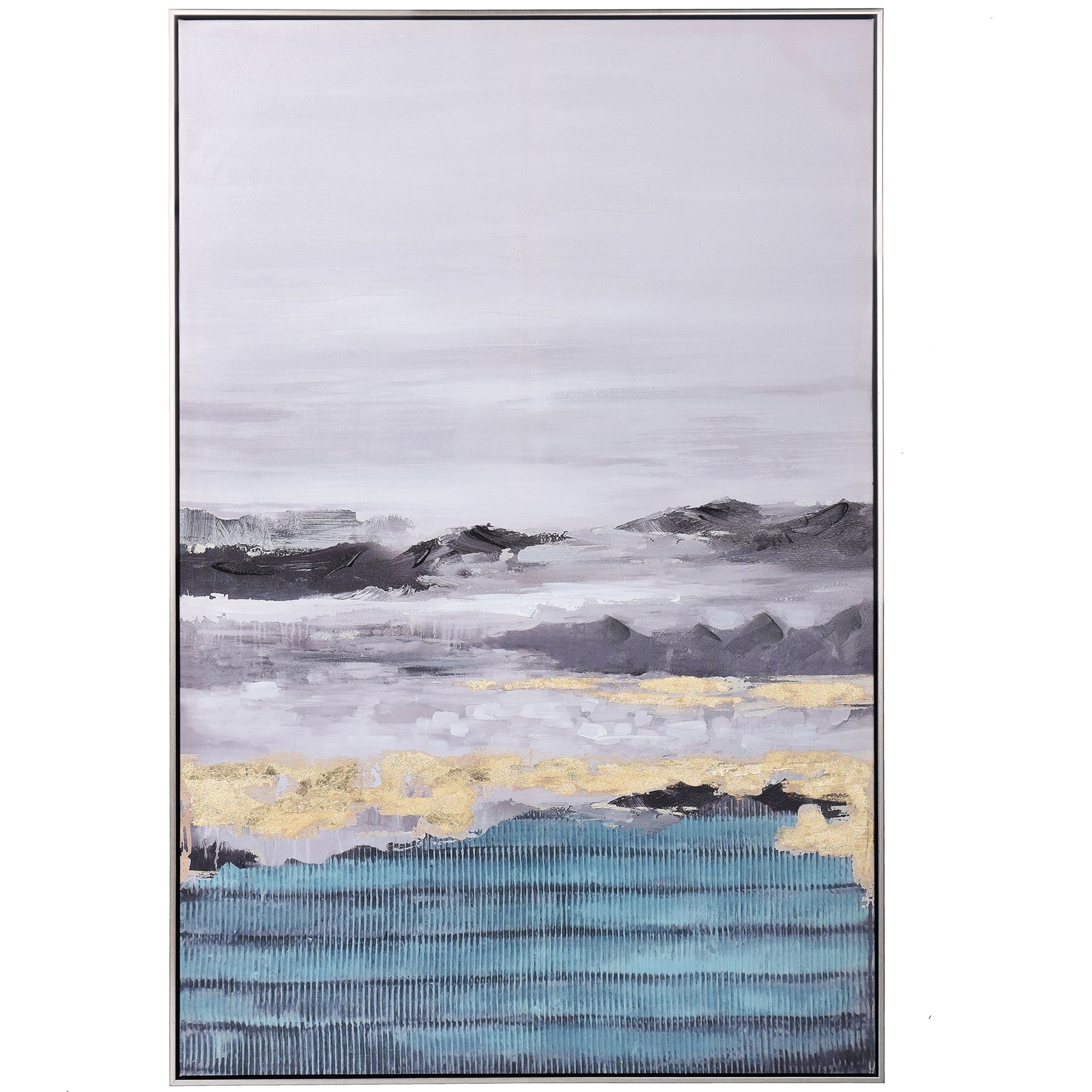 StyleCraft Home Collection WI33974DS Silver Framed 47-in H x 32-in W Abstract Print on Canvas