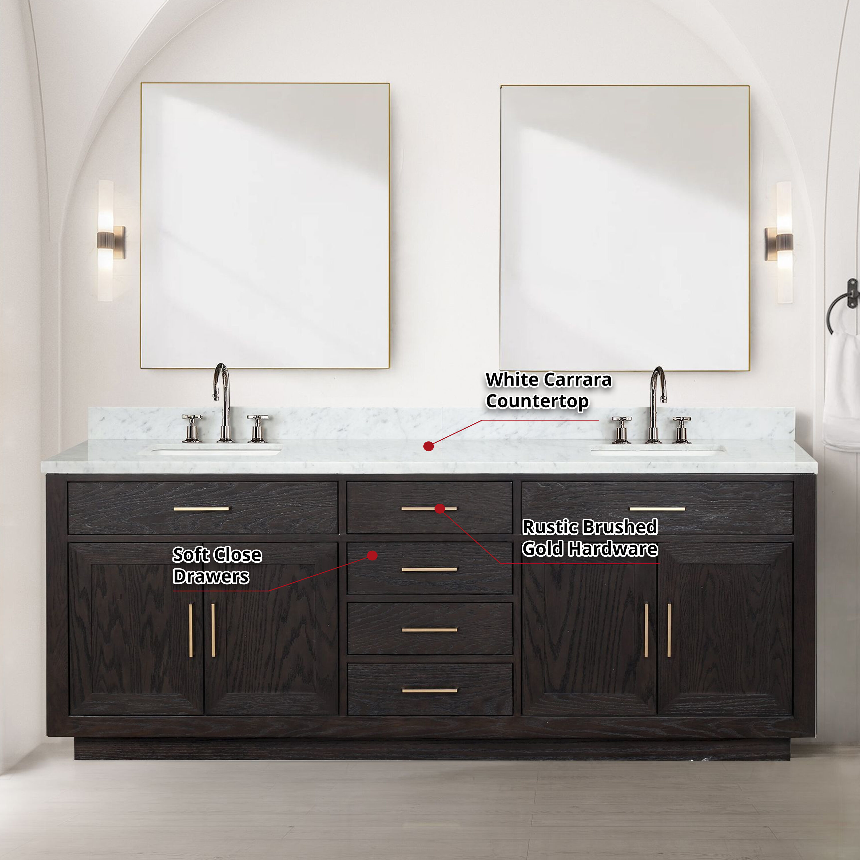 Lexora Gilroy 84-in Black Oak Undermount Double Sink Bathroom