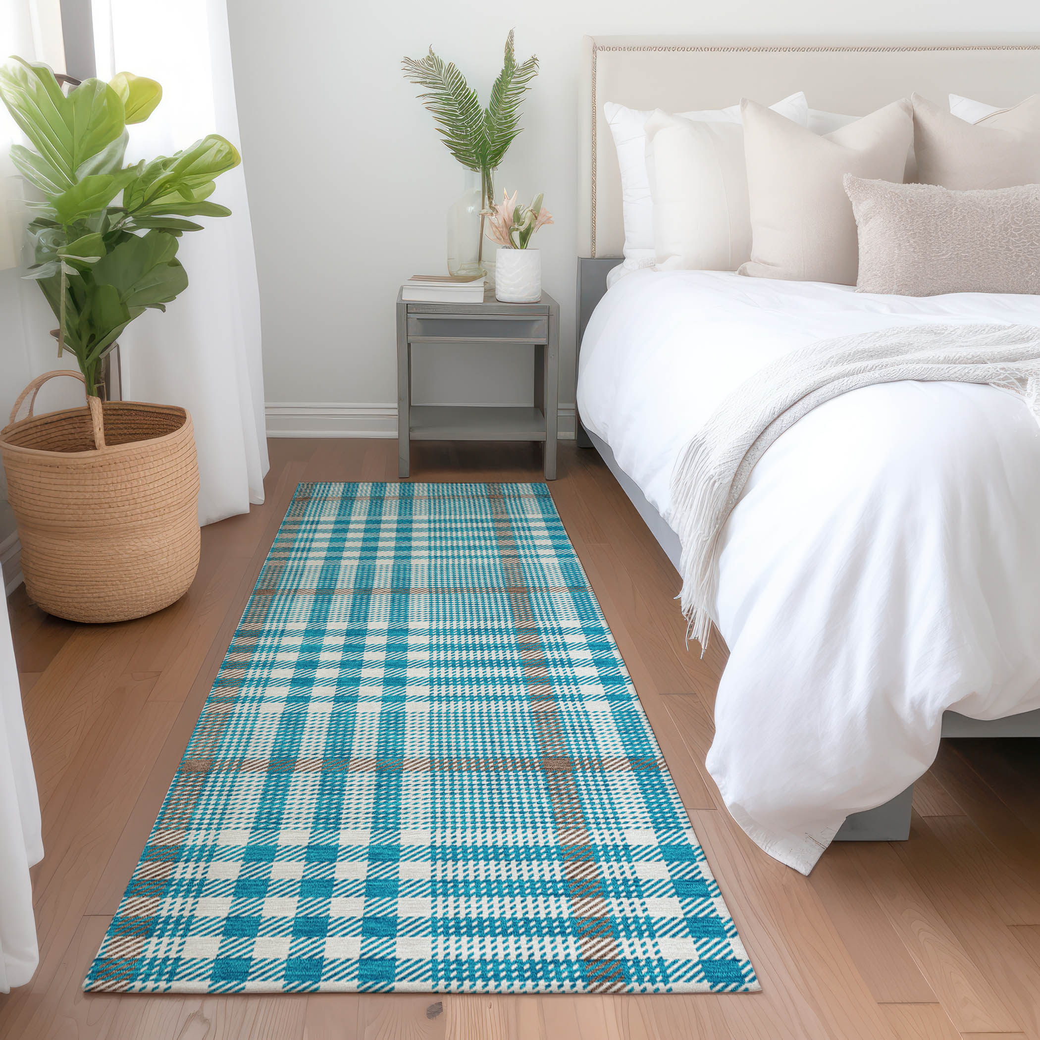 Addison Rugs ACN1054TE2X8 Chantille ACN1054TE 2 x 7 (ft) Polyester Teal Rectangular Indoor/Outdoor Geometric Machine washable Runner rug