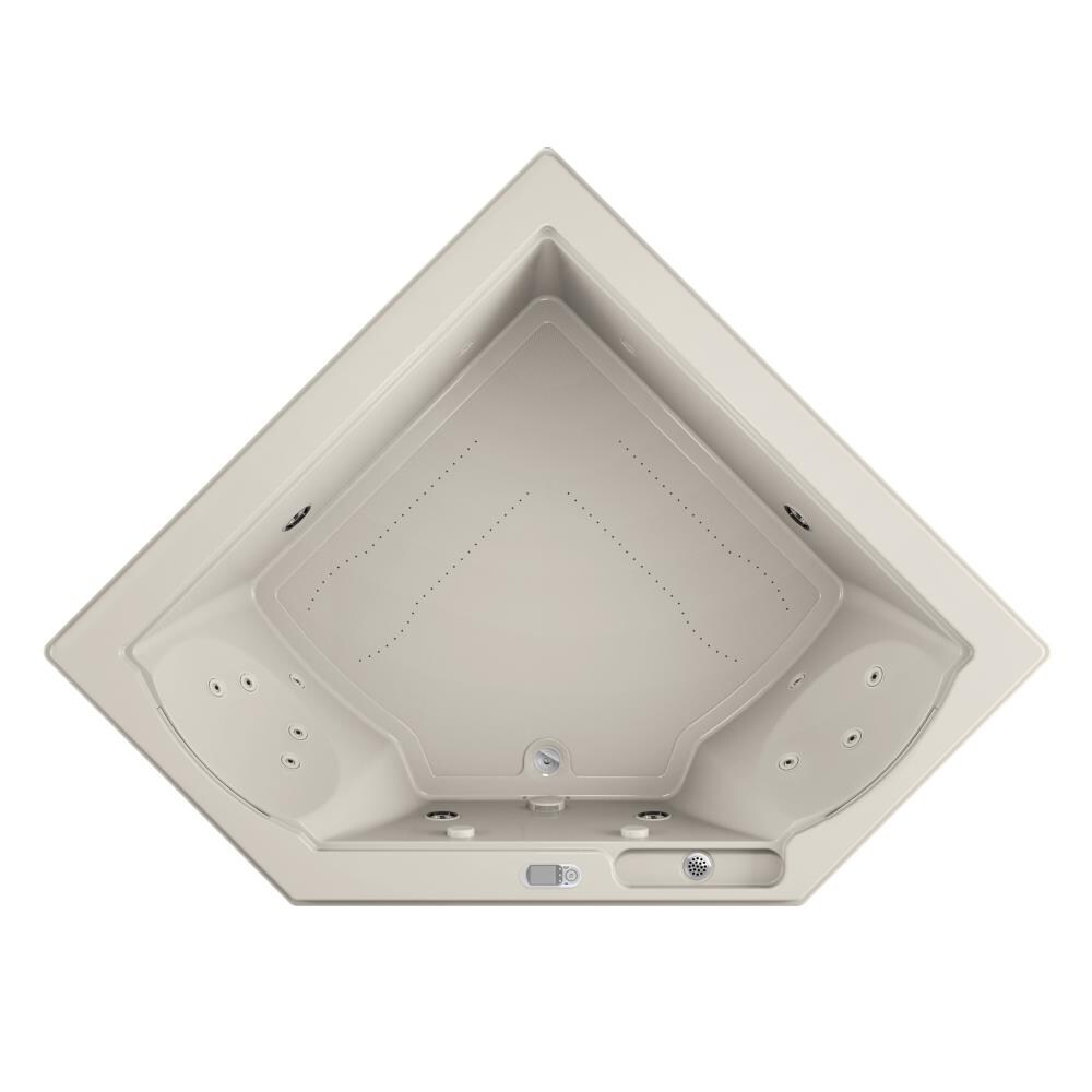 Jacuzzi KR80969 FUZION 65.75-in x 65.75-in Oyster Acrylic Rectangular Drop-in Whirlpool and air bath combination tub with Drain ( Front center Drain )