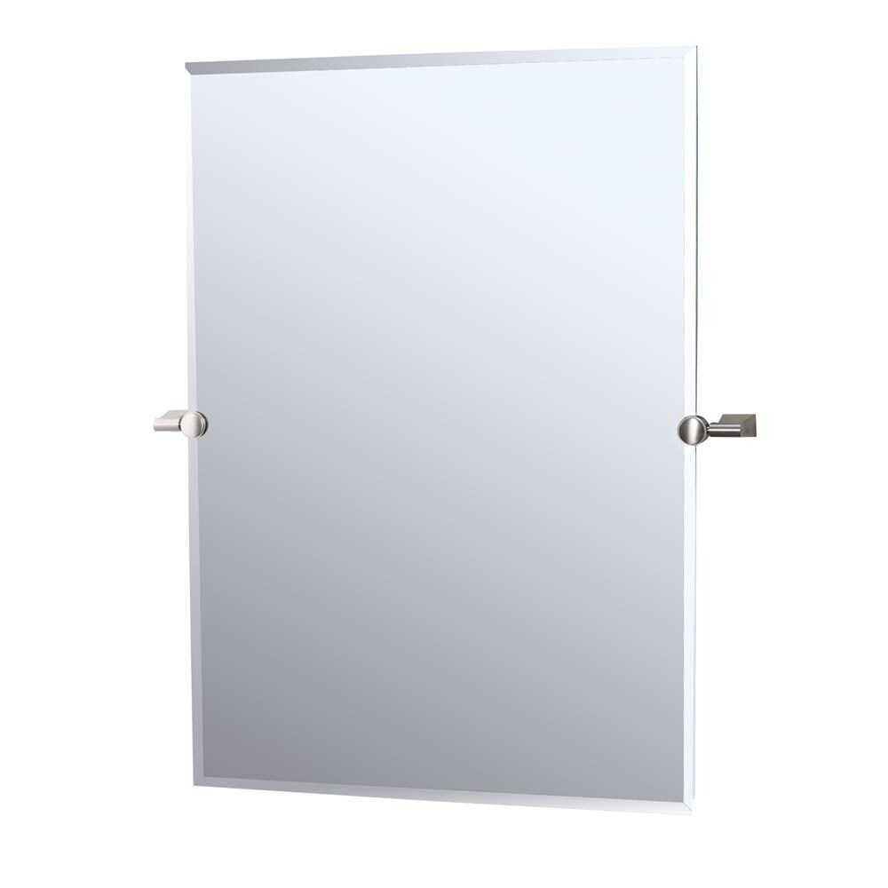 Gatco Bleu 27.5-in W x 31.5-in H Satin Nickel Rectangular Frameless Bathroom Vanity Mirror