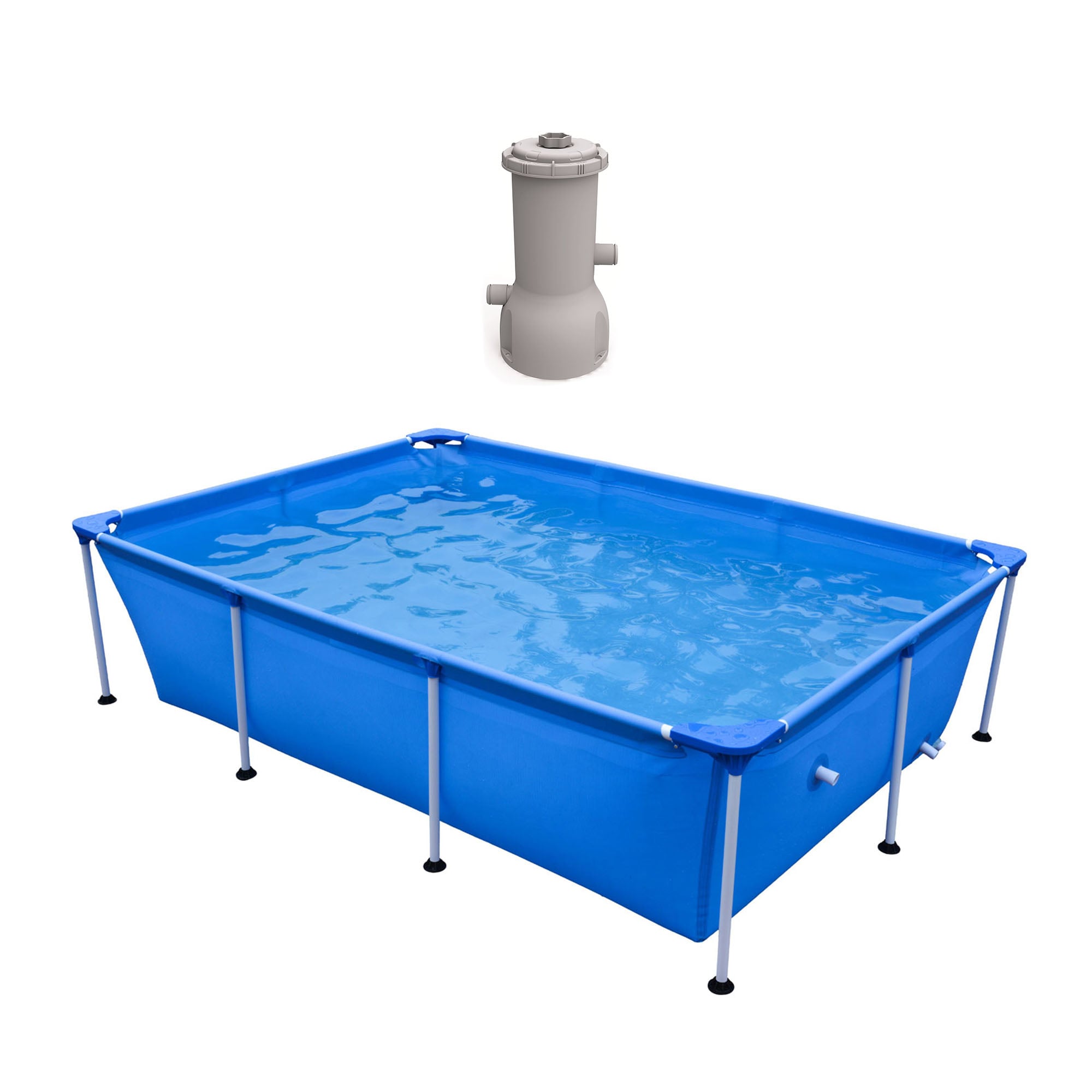 JLeisure 303316 8.5-ft x 6-ft x 26-in Metal Frame Rectangle Above-Ground Pool with Filter Pump