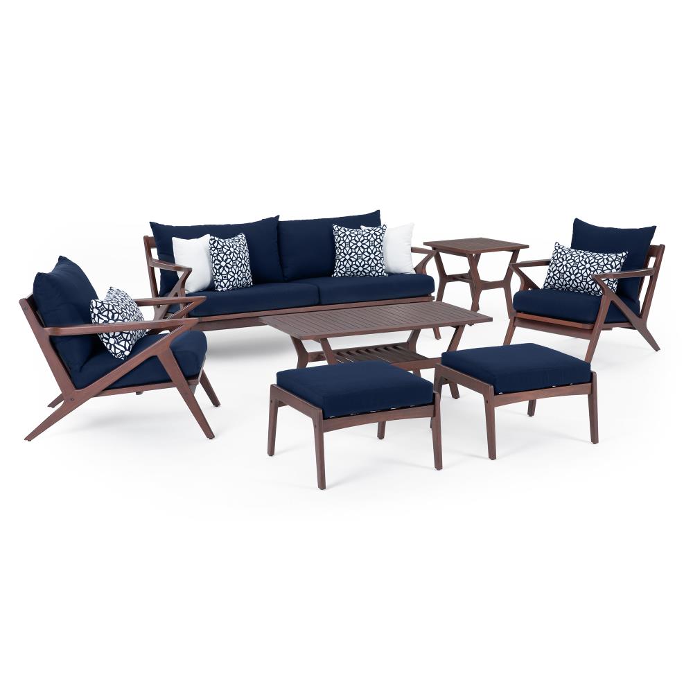 RST Brands OP-AWSS7-VGHN-NVY-K Vaughn 7 -Piece Patio Sofa Conversation Set with Blue Sunbrella Cushions