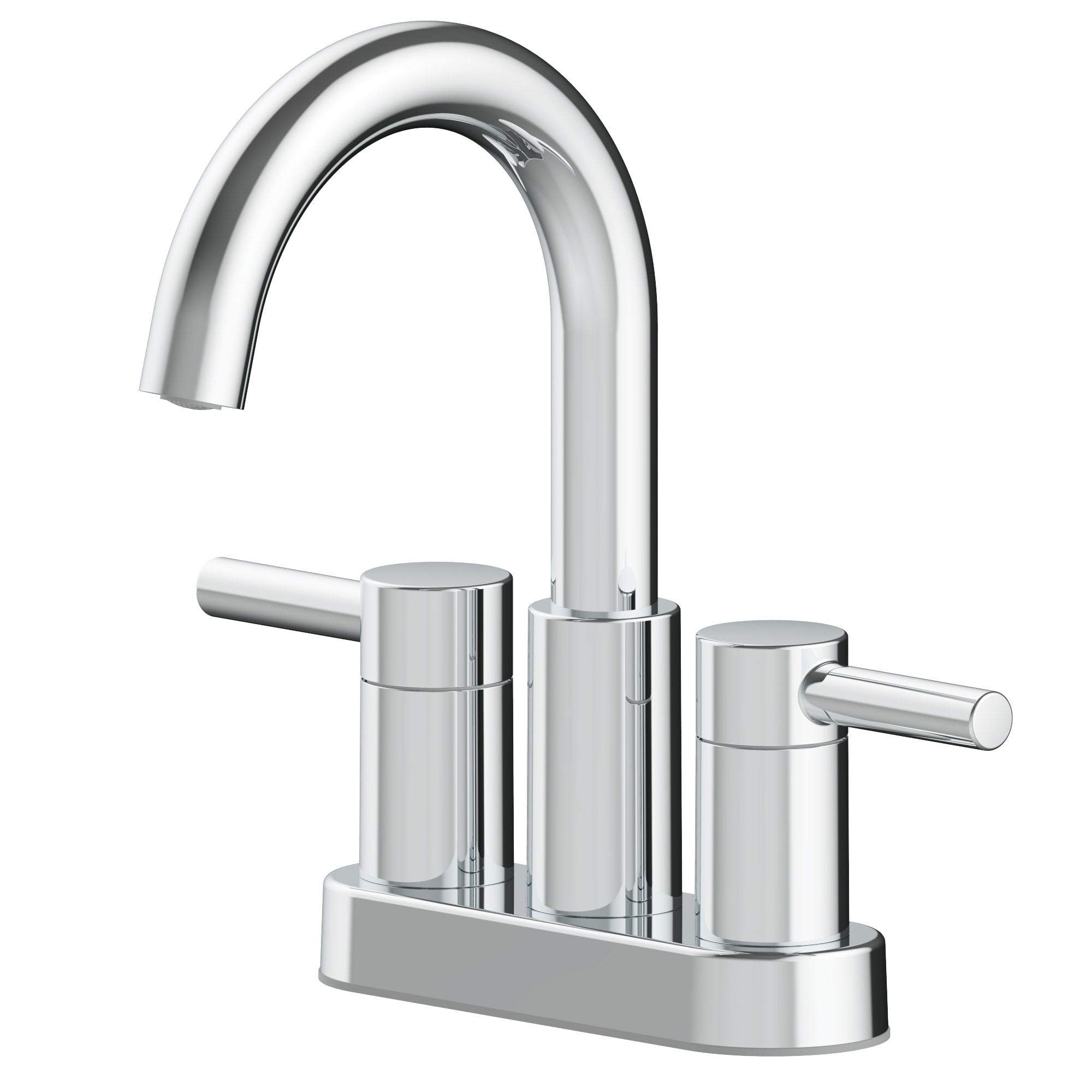 allen + roth 67953W-6101 Harlow Brushed Nickle PVD 4-in centerset 2-handle WaterSense Mid-arc Residential Handle Bathroom Sink Faucet with Drain with Deck Plate