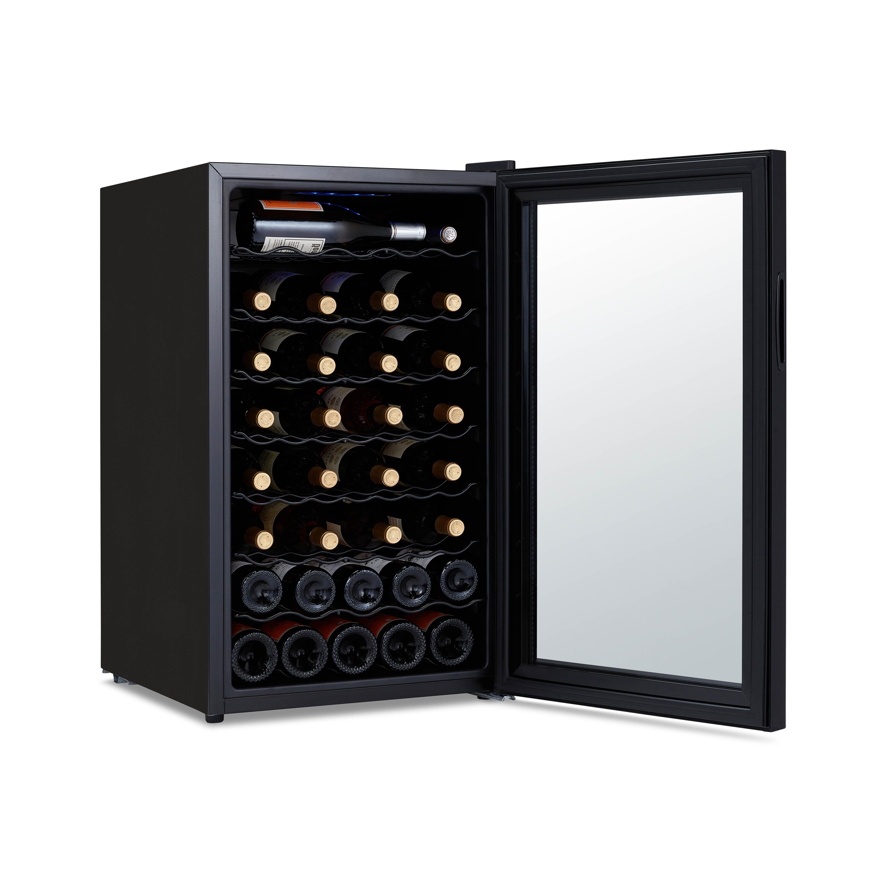 NewAir 19.5-in W 51-Bottles Mirrored Black Freestanding Indoor Wine ...