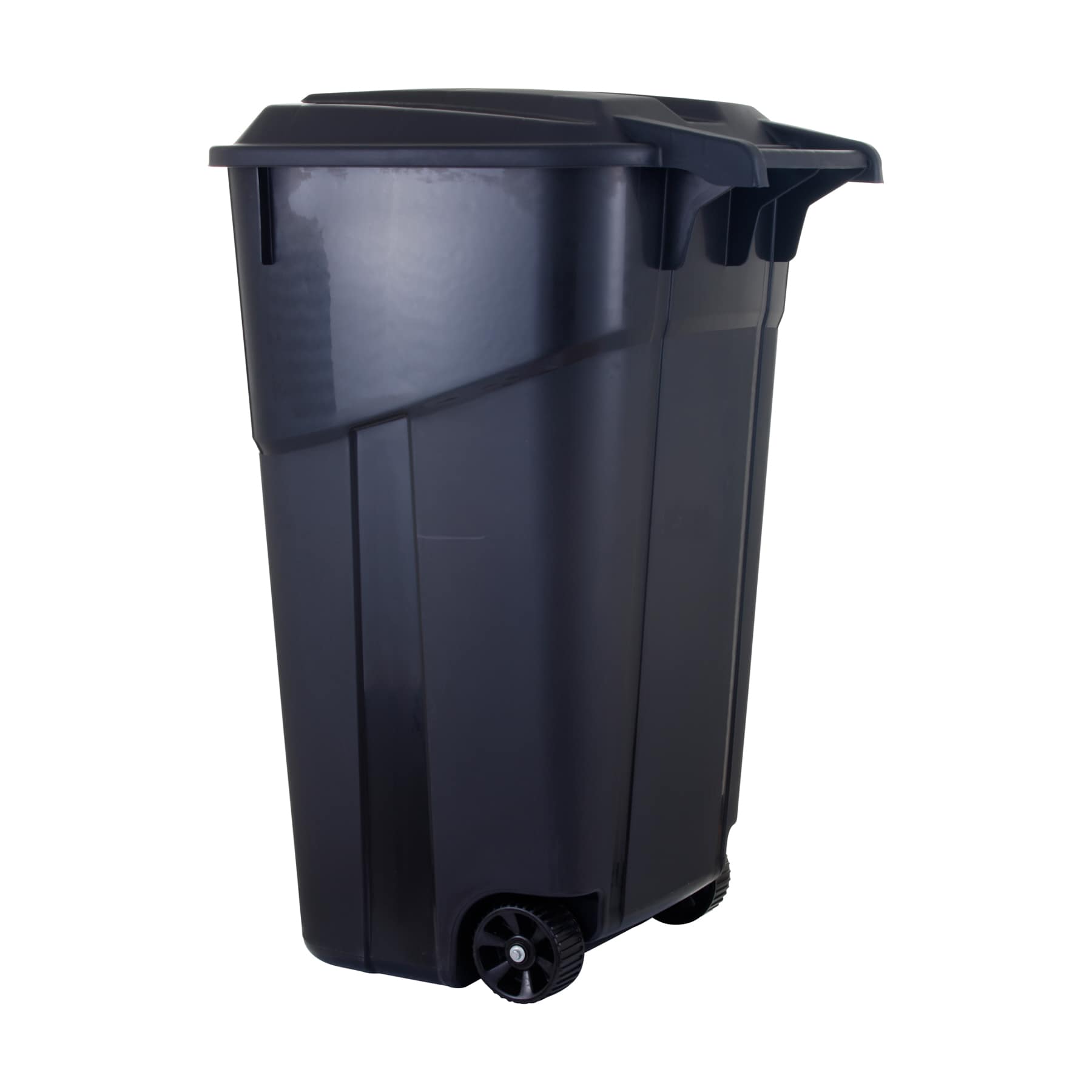 Green Trash Can with Wheels and Attached Lid Garbage Container Home 32 Gallon 